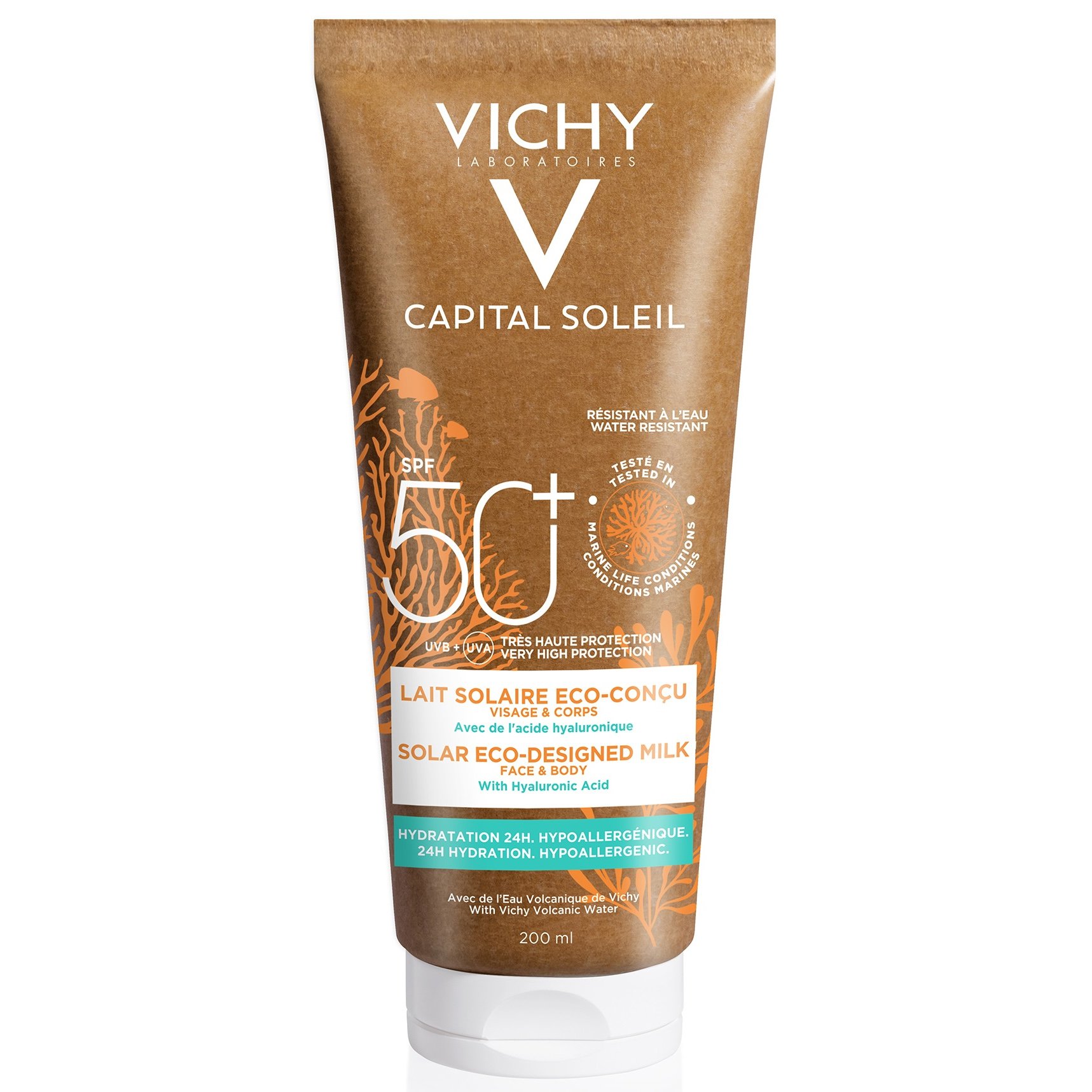 Vichy Capital Soleil Eco Designed Face & Body Milk Spf50+ Αντηλιακό Γαλάκτωμα Προσώπου Σώματος 24ωρης Ενυδάτωσης 200ml