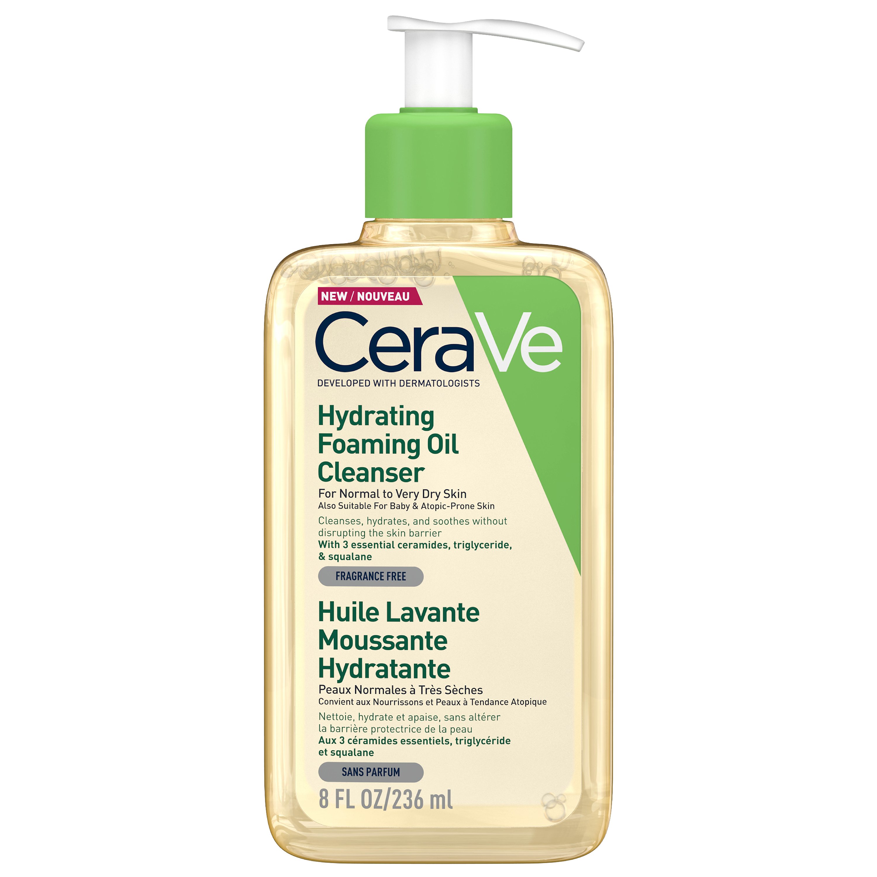 CeraVe Hydrating Foaming Oil Cleanser Ενυδατικό Αφρώδες Έλαιο Καθαρισμού Προσώπου & Σώματος Ιδανικό για Ξηρές Επιδερμίδες 236ml