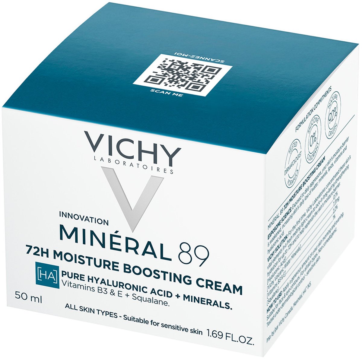 Vichy Mineral 89 72H Moisture Boosting Cream Κρέμα Προσώπου με Υαλουρονικό Οξύ για Εντατική Ενυδάτωση της Επιδερμίδας Έως 72 Ώρες 50ml