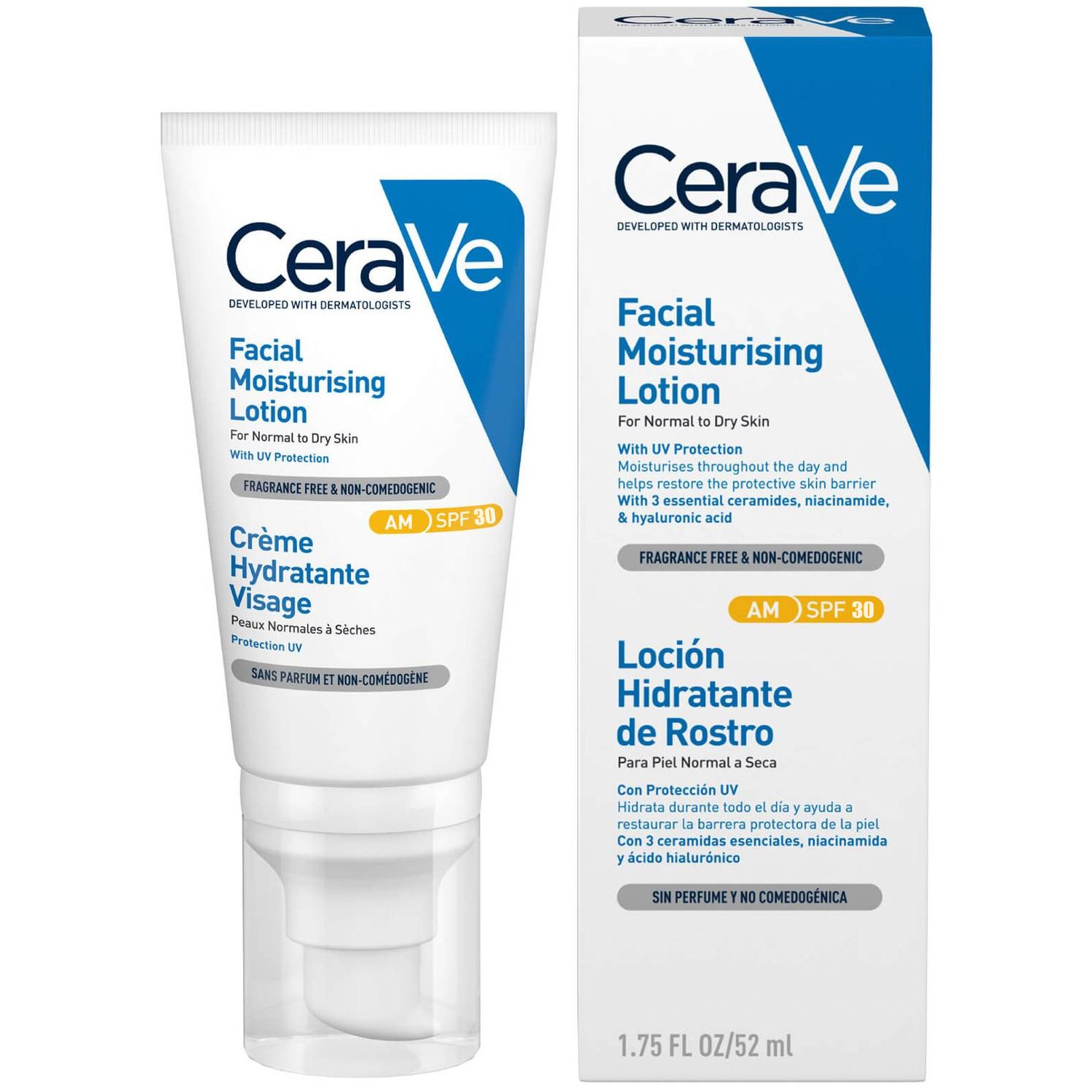 CeraVe Facial Moisturising Lotion SPF30 for Normal to Dry Skin Ενυδατική Κρέμα Προσώπου Υψηλής Αντηλιακής Προστασίας για Κανονικό προς Ξηρό Δέρμα 52ml