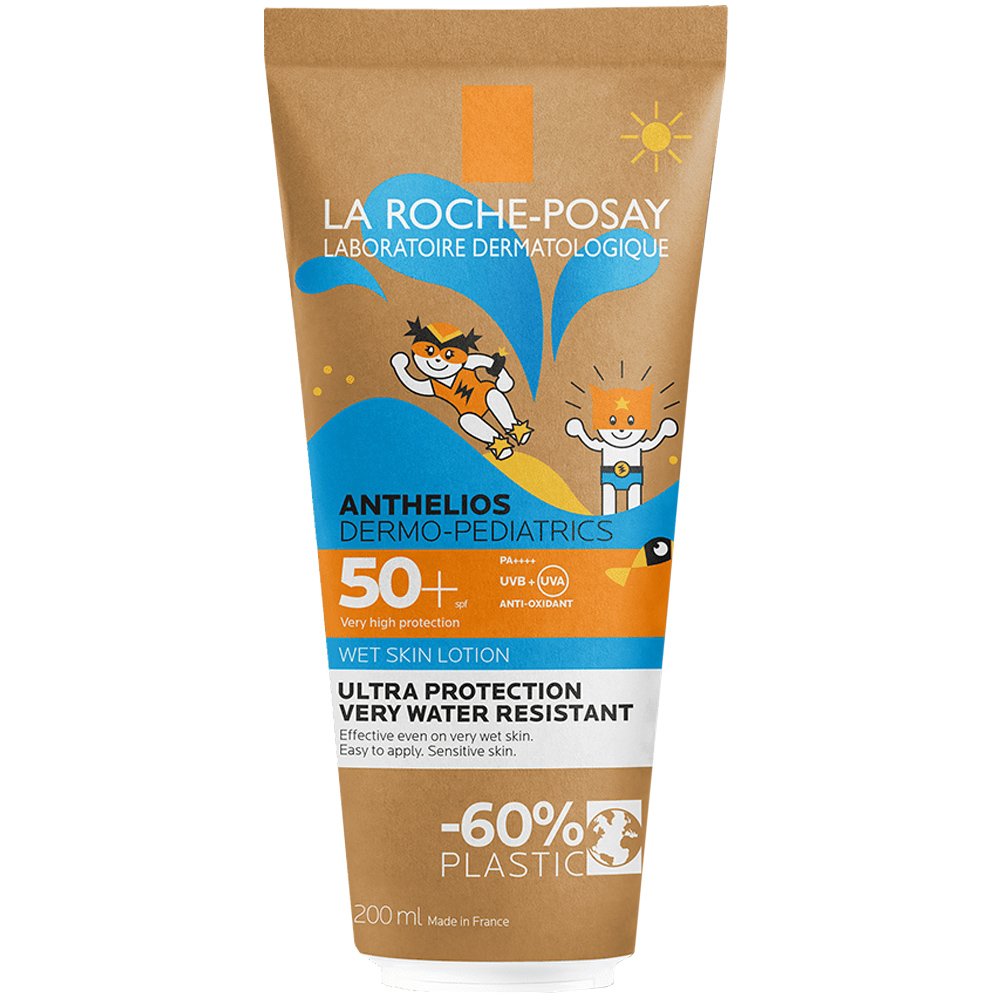 Εικόνα από La Roche-Posay Anthelios Dermo-Pediatrics Wetskin Lotion SPF50+ Παιδικό Αντηλιακό Γαλάκτωμα Πολύ Υψηλής Προστασίας Εφαρμόζεται & σε Βρεγμένο Δέρμα 200ml