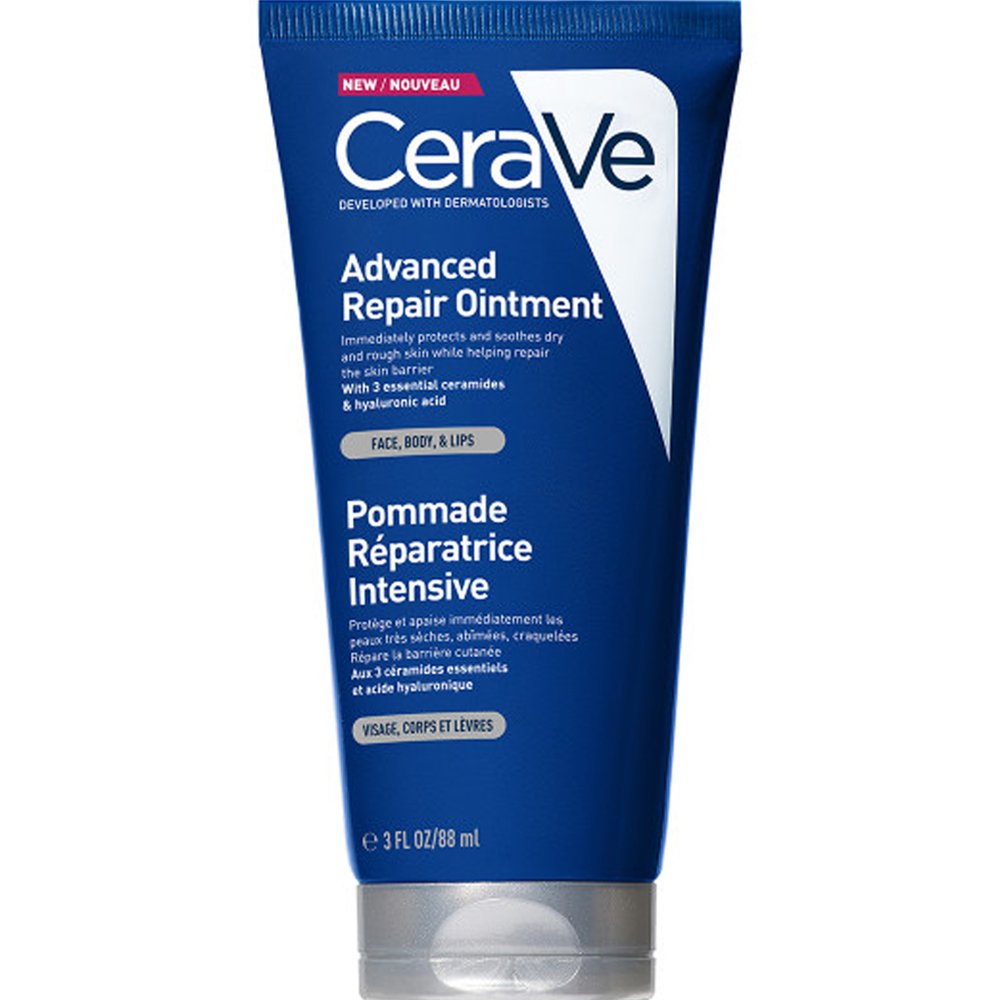 Cerave CeraVe Advanced Repair Ointment Θεραπευτική Επανορθωτική Αλοιφή για Πρόσωπο, Σώμα & Χείλη για Άμεση Ανακούφιση & Αποκατάσταση του Επιδερμικού Φραγμού 88ml