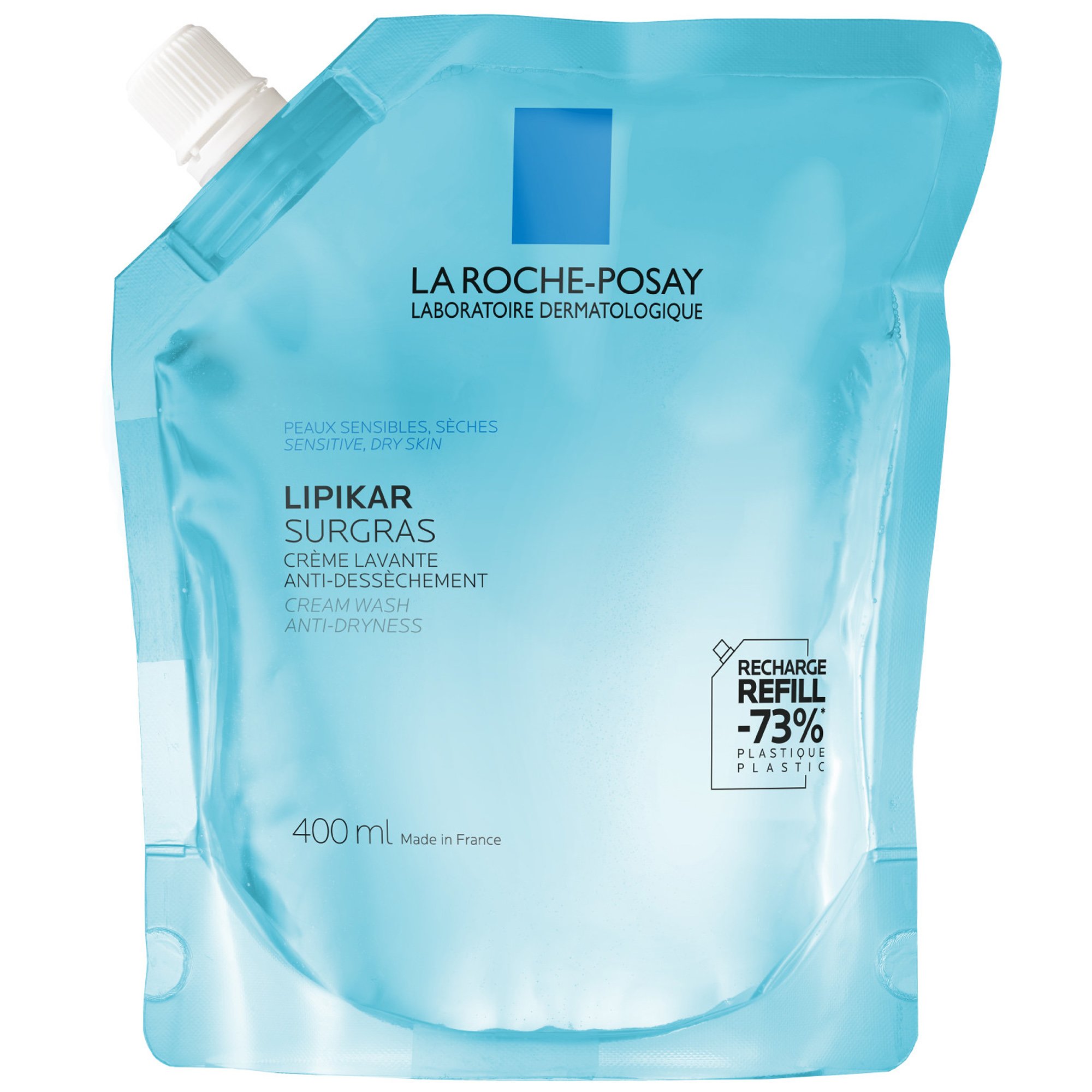 La Roche-Posay Lipikar Surgras Anti-Dryness Cream Wash Κρέμα Καθαρισμού Προσώπου - Σώματος για Ξηρές, Ευαίσθητες Επιδερμίδες, Κατάλληλο για Όλη την Οικογένεια Ανταλλακτικό 400ml Refill