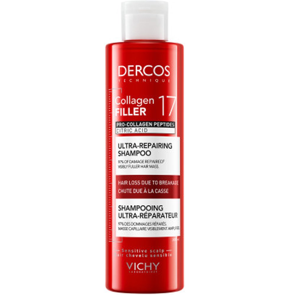 Vichy Vichy Dercos Collagen 17 Filler Ultra-Repairing Shampoo Σαμπουάν για Δράση Κατά της Τριχόπτωσης & Θραύσης των Μαλλιών με Πεπτίδια Προ-Κολλαγόνου & Κιτρικό Οξύ 200g