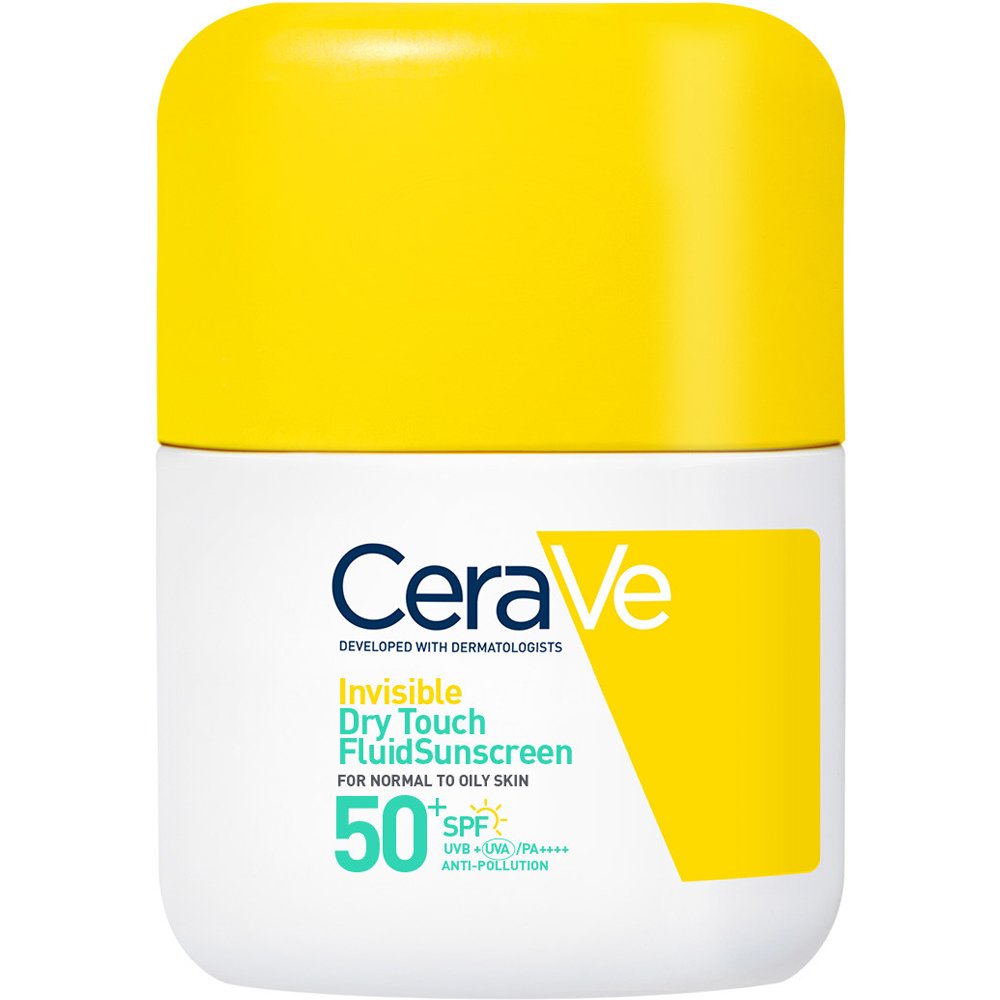 Cerave Invisible Dry Touch Fluid Spf50+ Sunscreen Αντηλιακό Προσώπου Πολύ Υψηλής Προστασίας για Κανονική Έως Λιπαρή Επιδερμίδα με 3 Απαραίτητα Ceramides & Νιασιναμίδη 50ml