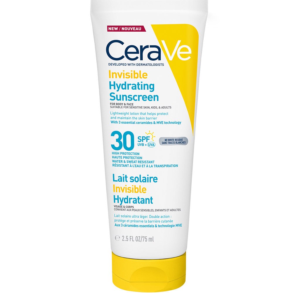 Cerave Invisible Hydrating Spf30 Sunscreen Αντηλιακό Προσώπου & Σώματος Υψηλής Προστασίας Κατάλληλο για Ευαίσθητο Δέρμα για Παιδιά & Ενήλικες 75ml