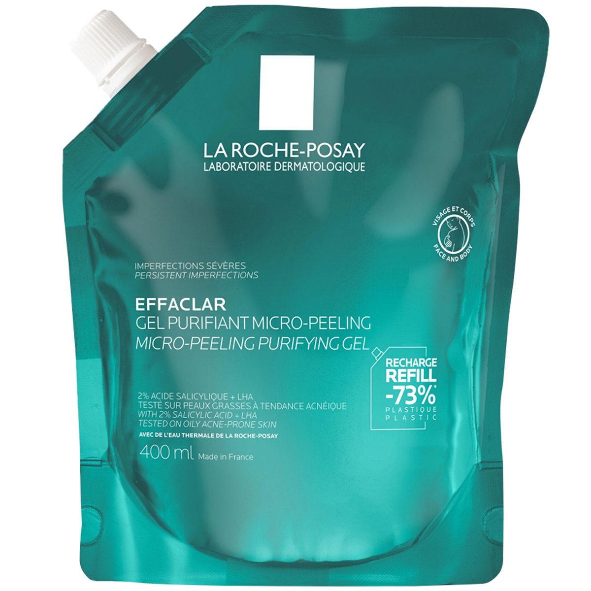 La Roche-Posay Effaclar Micro-Peeling Purifying Gel Refill Τζελ Καθαρισμού & Μικροαπολέπισης για Δέρμα με Τάση Ακμής & Επίμονες Ατέλειες, για Πρόσωπο & Σώμα 400ml
