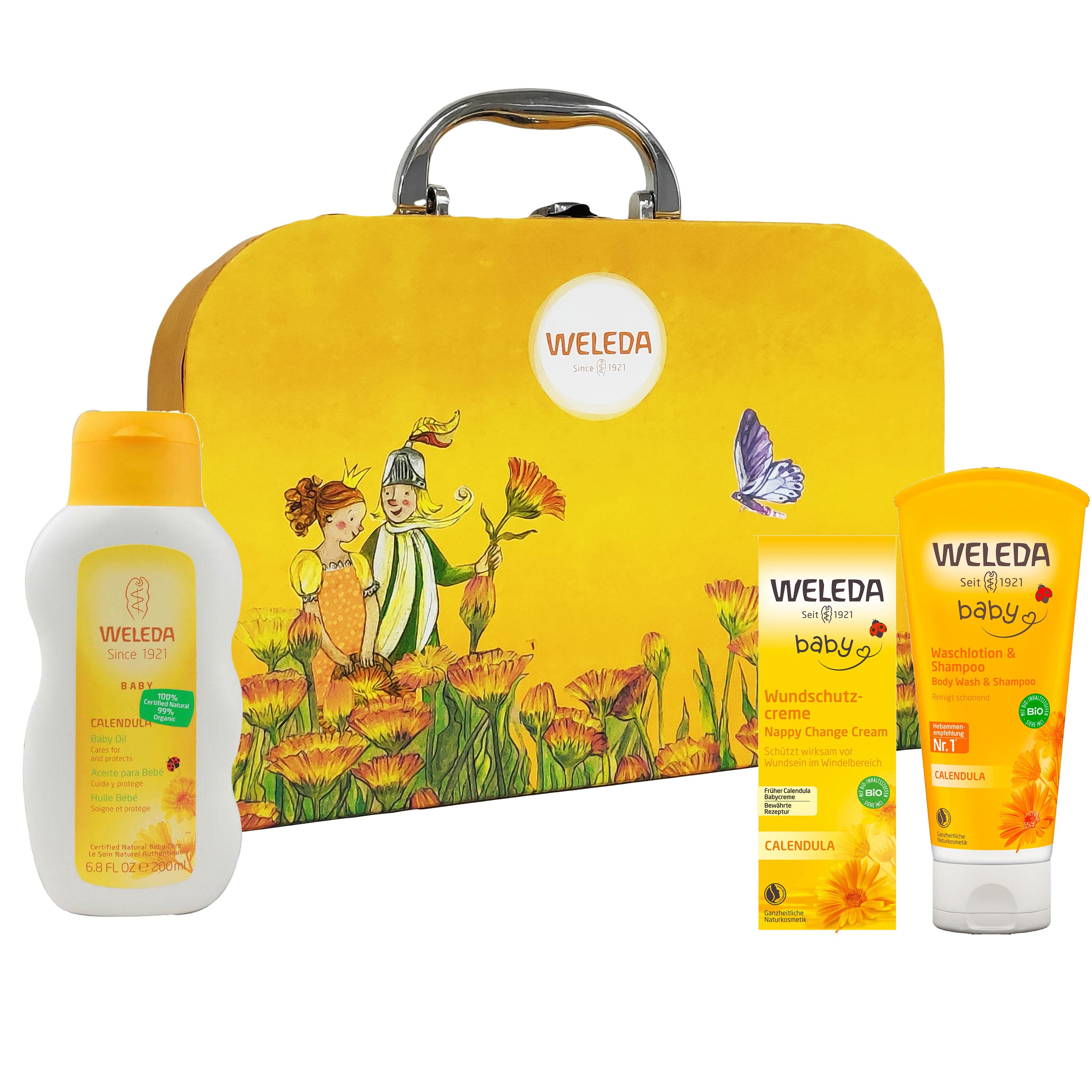 Weleda Calendula Promo Cream 75ml & Oil 200ml & Shampoo-Shower Gel 200ml & Δώρο Βαλιτσάκι,Κρέμα Καλέντουλας Αλλαγή Πάνας & Σαμπο