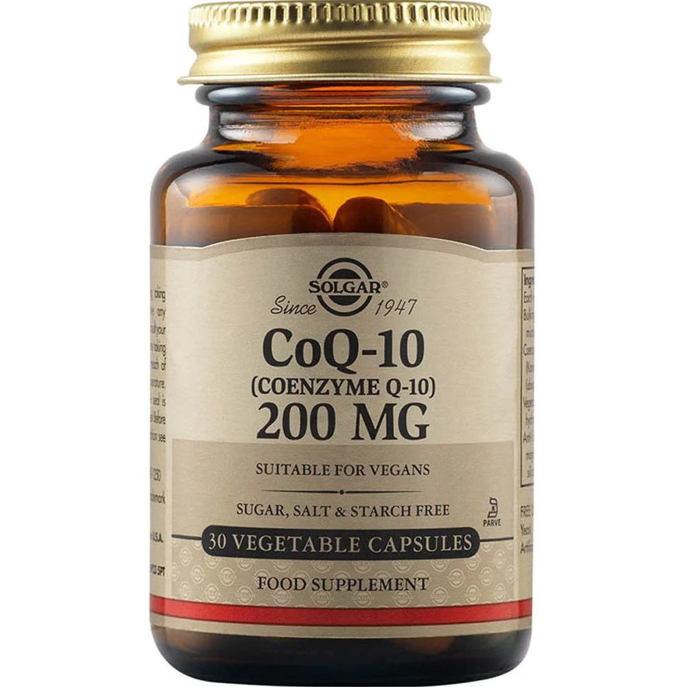 Solgar Coenzyme Q10 200mg Συμπλήρωμα Διατροφής με Συνένζυμο Q10 για την Ενίσχυση Παραγωγής Ενέργειας σε Κυτταρικό Επίπεδο με Αντιοξειδωτικές Ιδιότητες 30veg.caps