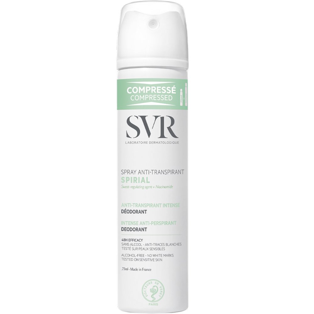 SVR Spirial 48h Intense Anti-Transpirant Deodorant Spray Αποσμητικό & Αντιιδρωτικό Σπρέι Μεγάλης Διάρκειας Κατάλληλο για Αίσθηση Φρεσκάδας & Ρύθμιση της Εφίδρωσης 75ml