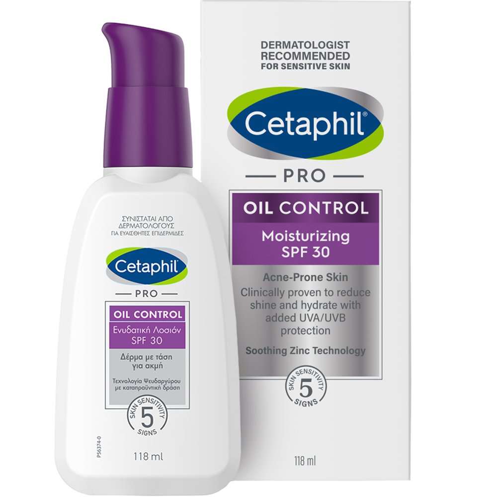 Cetaphil Pro Oil Control Moisturizing Lotion Spf30 Ενυδατικό Γαλάκτωμα Προσώπου Κατά της Λιπαρότητας για Δέρμα με Τάση Ακμής Υψηλής Προστασίας 118ml