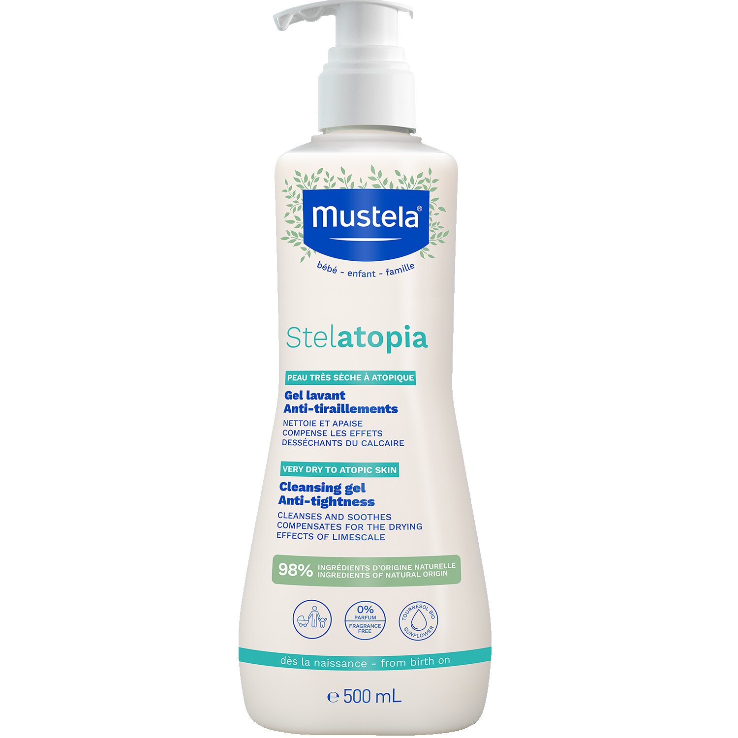Mustela Stelatopia Cleansing Gel Βρεφικό Αφροντούς για Σώμα & Μαλλιά με Καταπραϋντικές Ιδιότητες για την Ξηρή με Τάση Ατοπίας Επιδερμίδα, με Αντλία 500ml