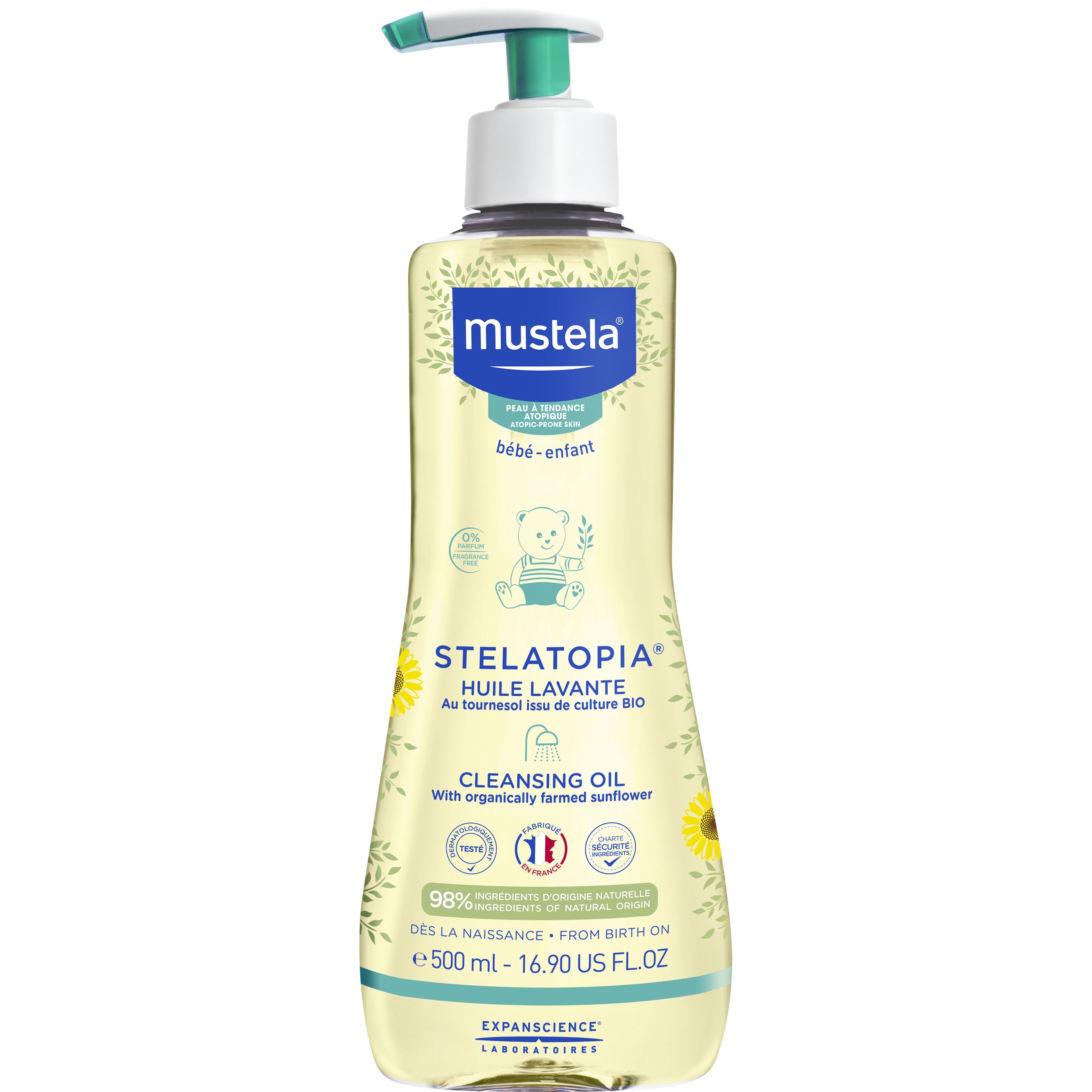Mustela Mustela Stelatopia Cleansing Oil Βρεφικό Λάδι Καθαρισμού για Σώμα & Μαλλιά 500ml
