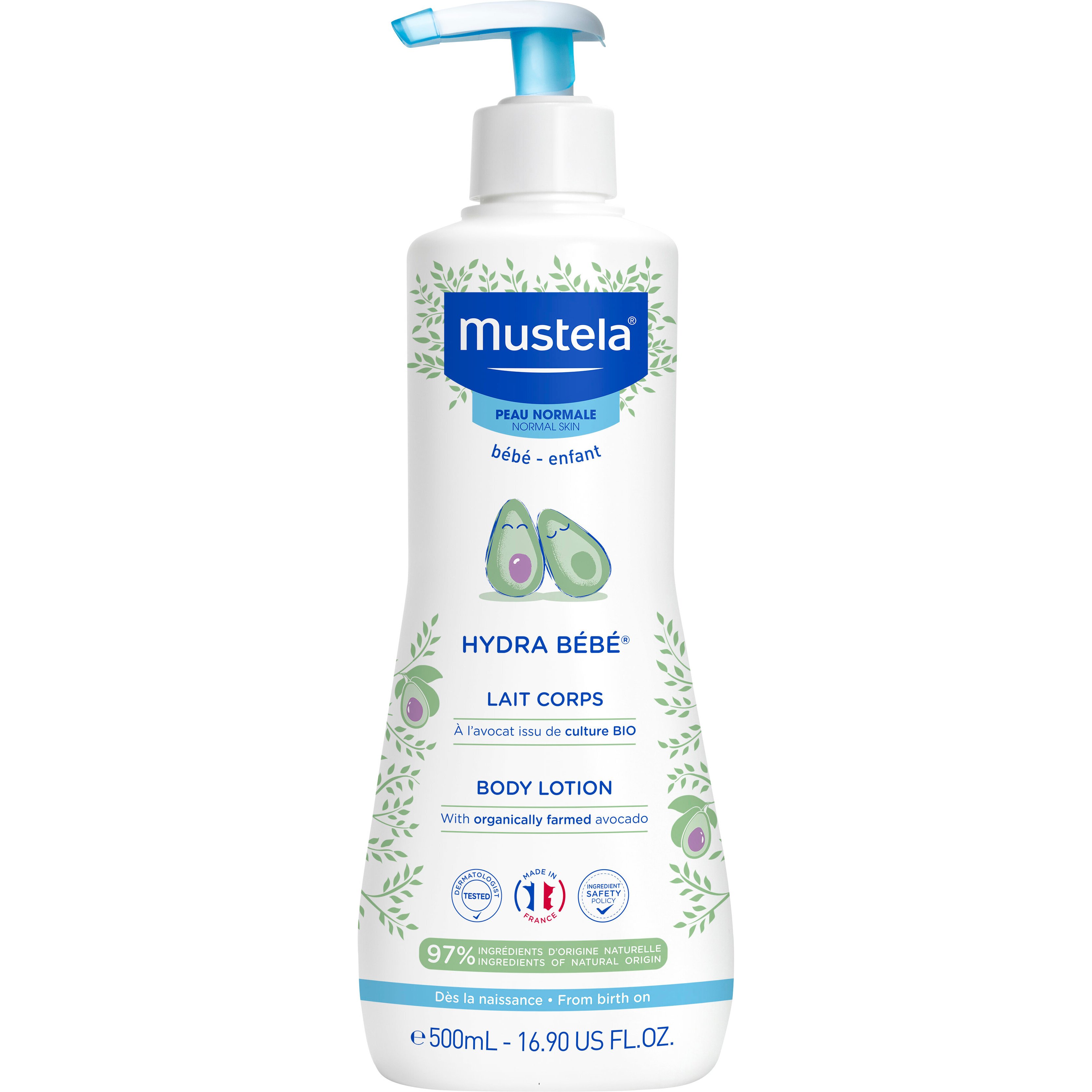 Mustela Mustela Hydra Bebe Body Lotion Ενυδατικό Γαλάκτωμα Σώματος για Χρήση από την Πρώτη Μέρα Γέννησης με Αβοκάντο Βιολογικής Καλλιέργειας 500ml 