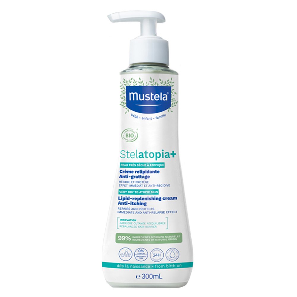 Mustela Mustela Stelatopia+ Lipid-Replenishing Cream Anti-Itching Μαλακτική Κρέμα Σώματος Κατά του Κνησμού για Εξαιρετικά Ξηρό, Ατοπικό Δέρμα με Αντλία 300ml