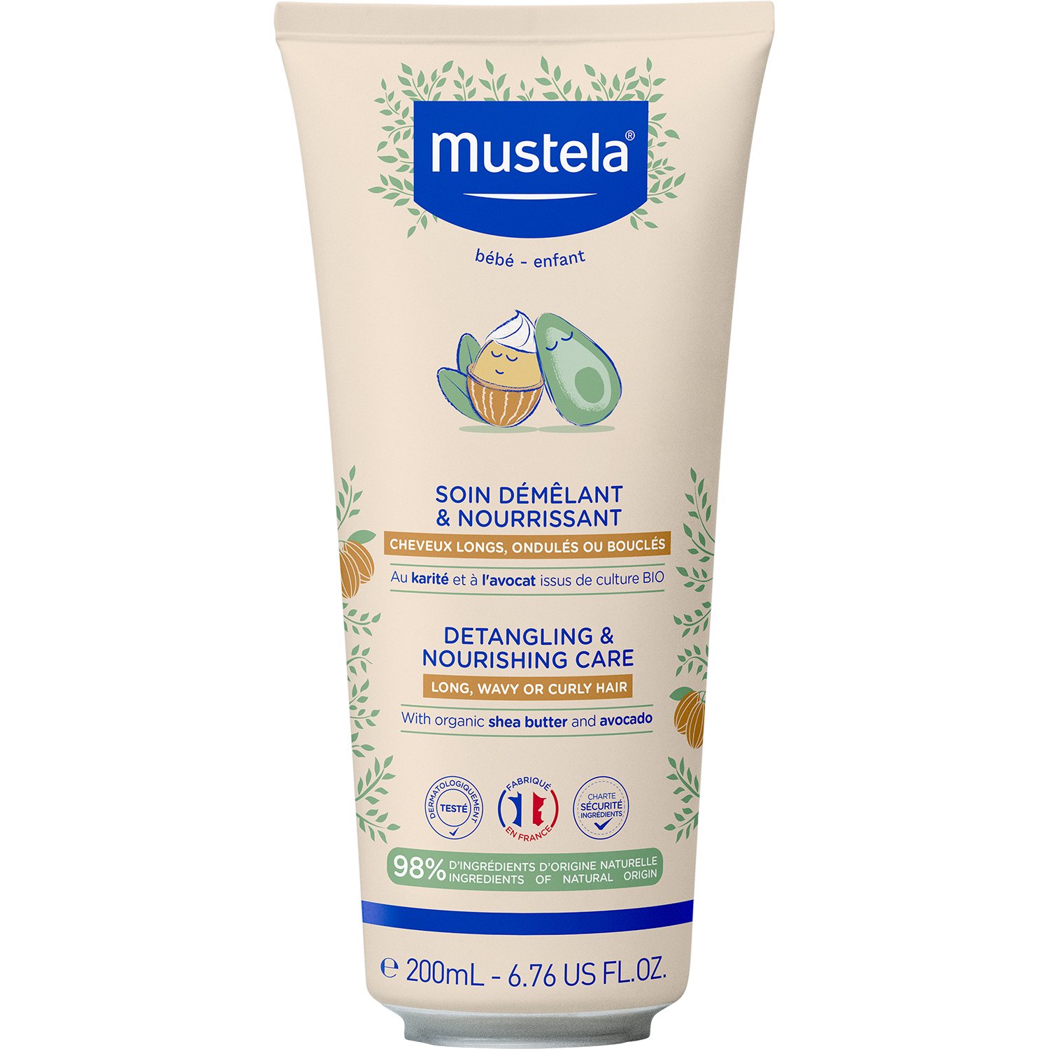 Mustela Detangling & Nourishing Care Βρεφική Κρέμα Μαλλιών 2 σε 1 για Μακριά, Κυματιστά ή Σγουρά Μαλλιά 200ml