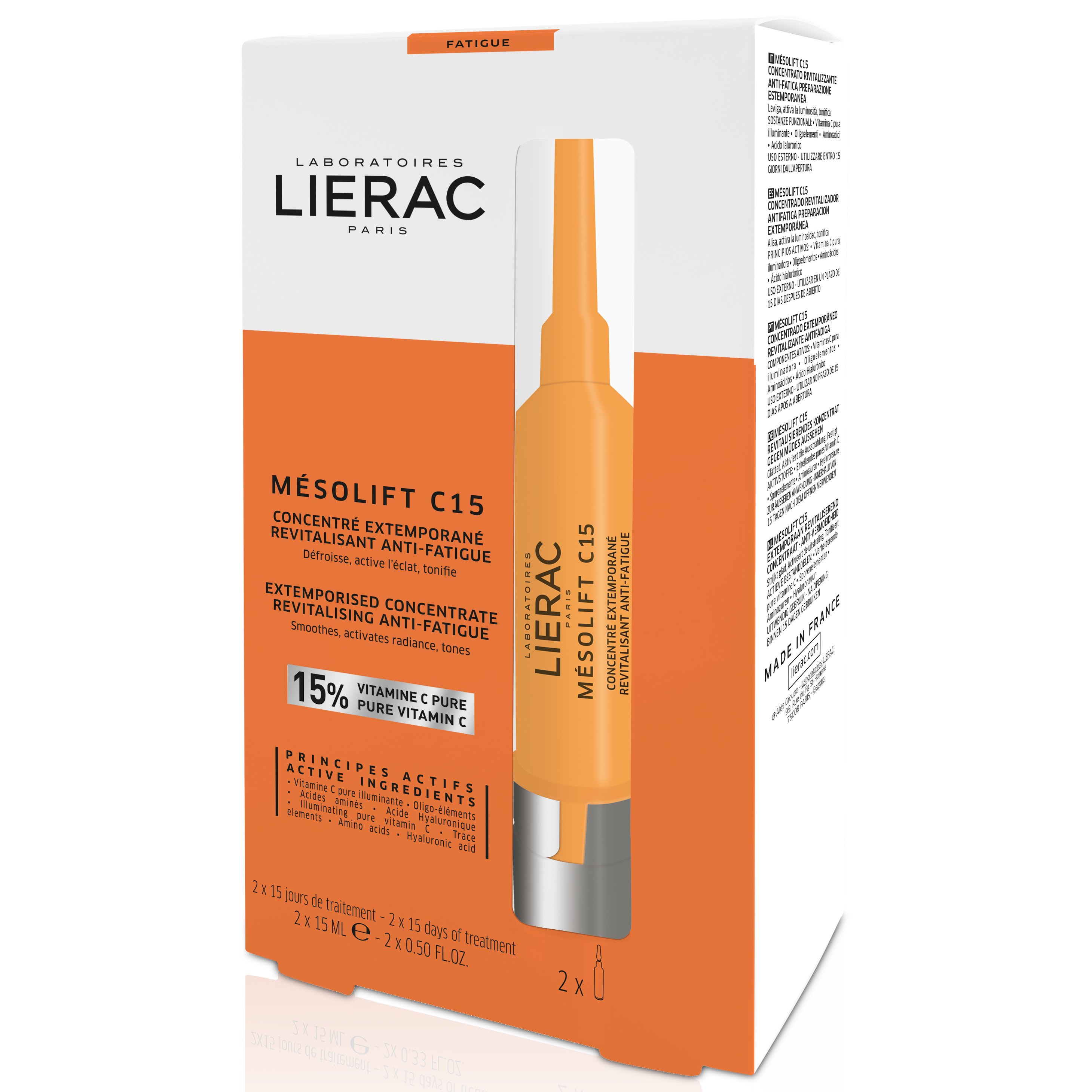 Lierac Mesolift C15 Συμπύκνωμα Κατά της Κουρασμένης Επιδερμίδας που Ενεργοποιείται με την Πρώτη Χρήση 2x15ml