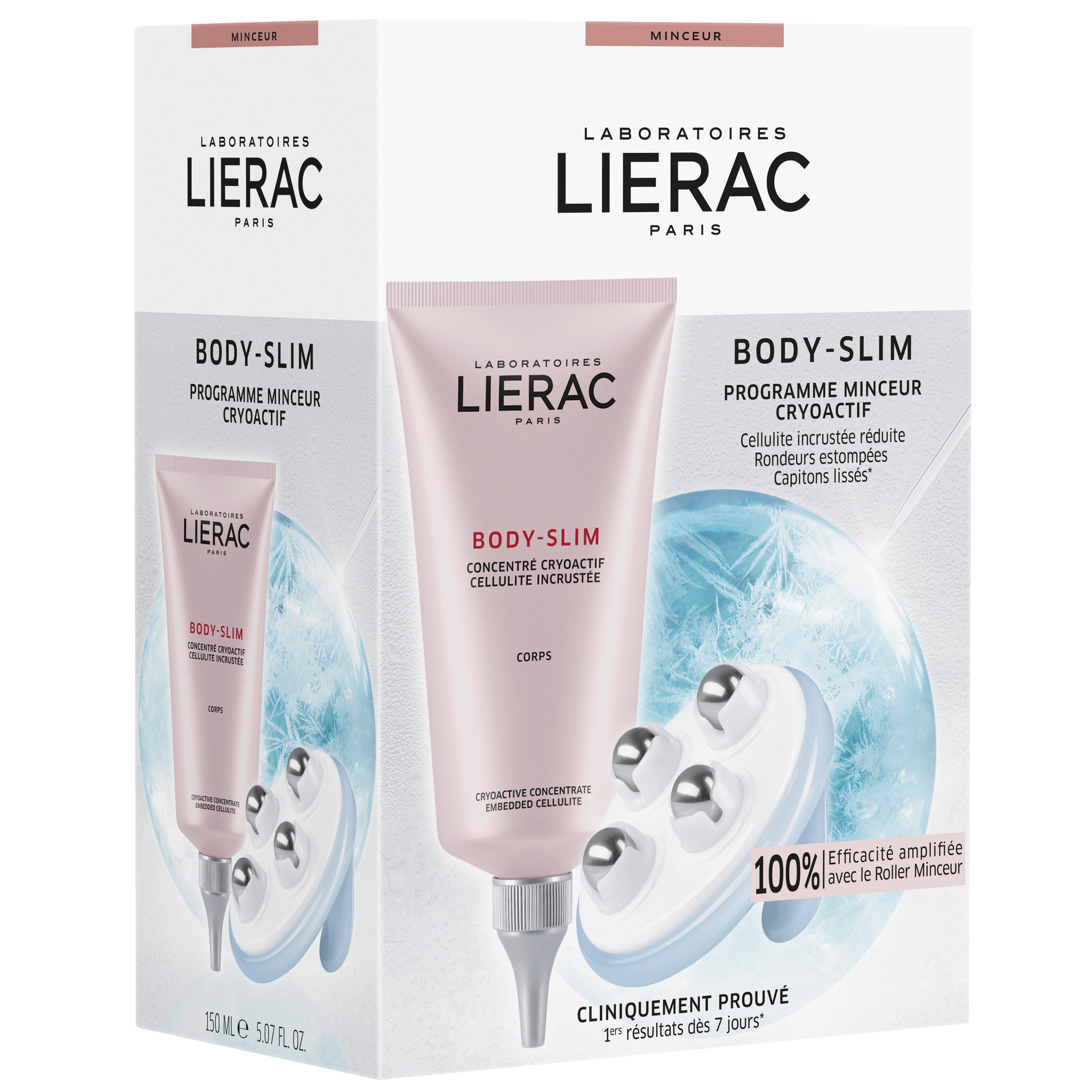 Lierac Body-Slim Cryoactive Πρόγραμμα για Καταπολέμηση της Εγκατεστημένης Κυτταρίτιδας 150ml & Slimming Roller