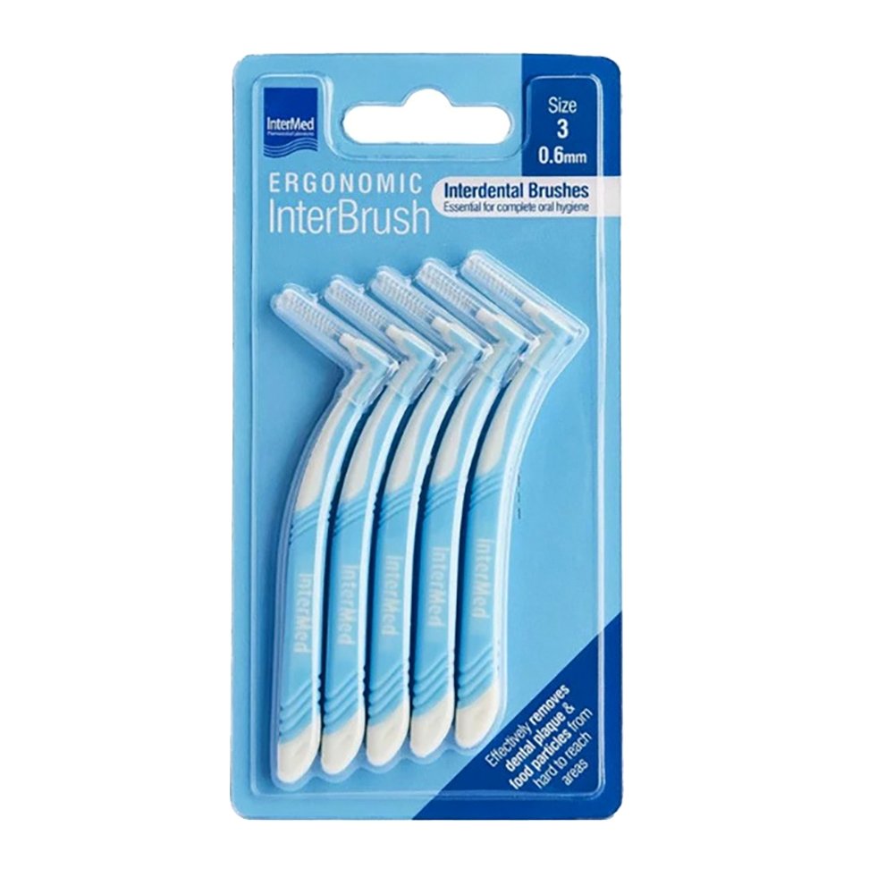 Intermed Ergonomic Μεσοδόντια Βουρτσάκια με Ειδική Ανατομική Λαβή Γαλάζια 5 Τεμάχια Size 3 – 0.6mm