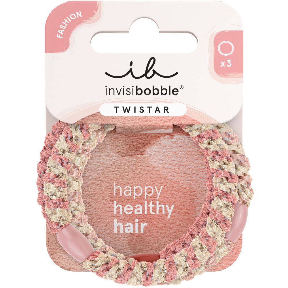 Invisibobble Twistar Blush Braids Λαστιχάκια Μαλλιών για Λεπτά έως Κανονικά Μαλλιά για Κράτημα με Λιγότερα Σημάδια, Πόνο & Φθορά 3 Τεμάχια