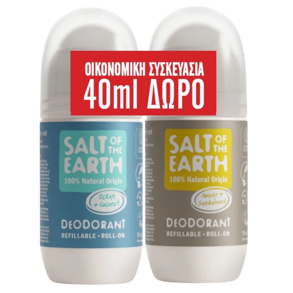 Salt of the Earth Salt of the Earth Promo Amber & Sandalwood Deo Roll-On 75ml & Ocean & Coconut Deo Roll-On 75ml