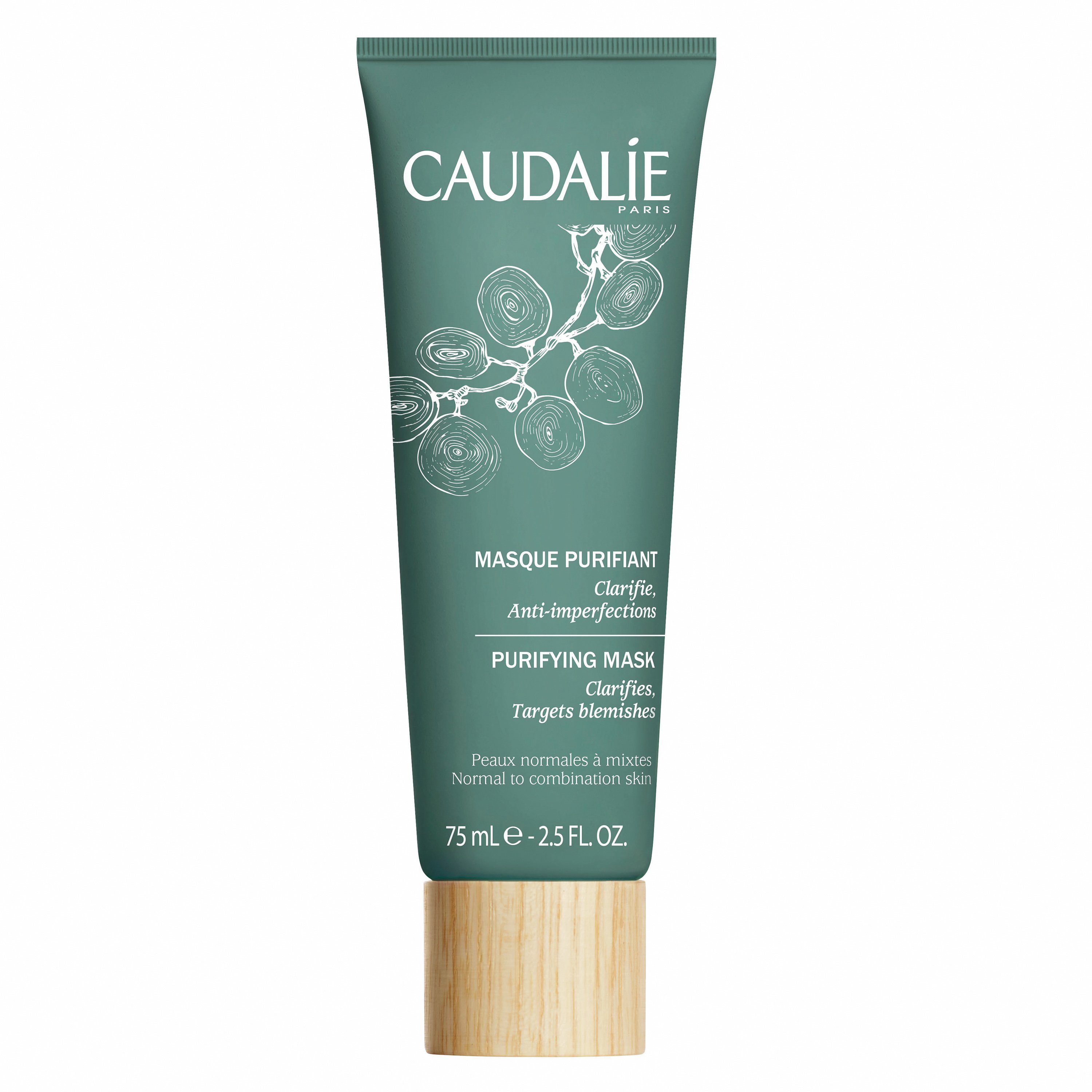 Caudalie Purifying Mask Εξυγιαντική Μάσκα Καθαρισμού & Κατά των Ατελειών με Λευκή Άργιλο για Μικτές Επιδερμίδες 75ml