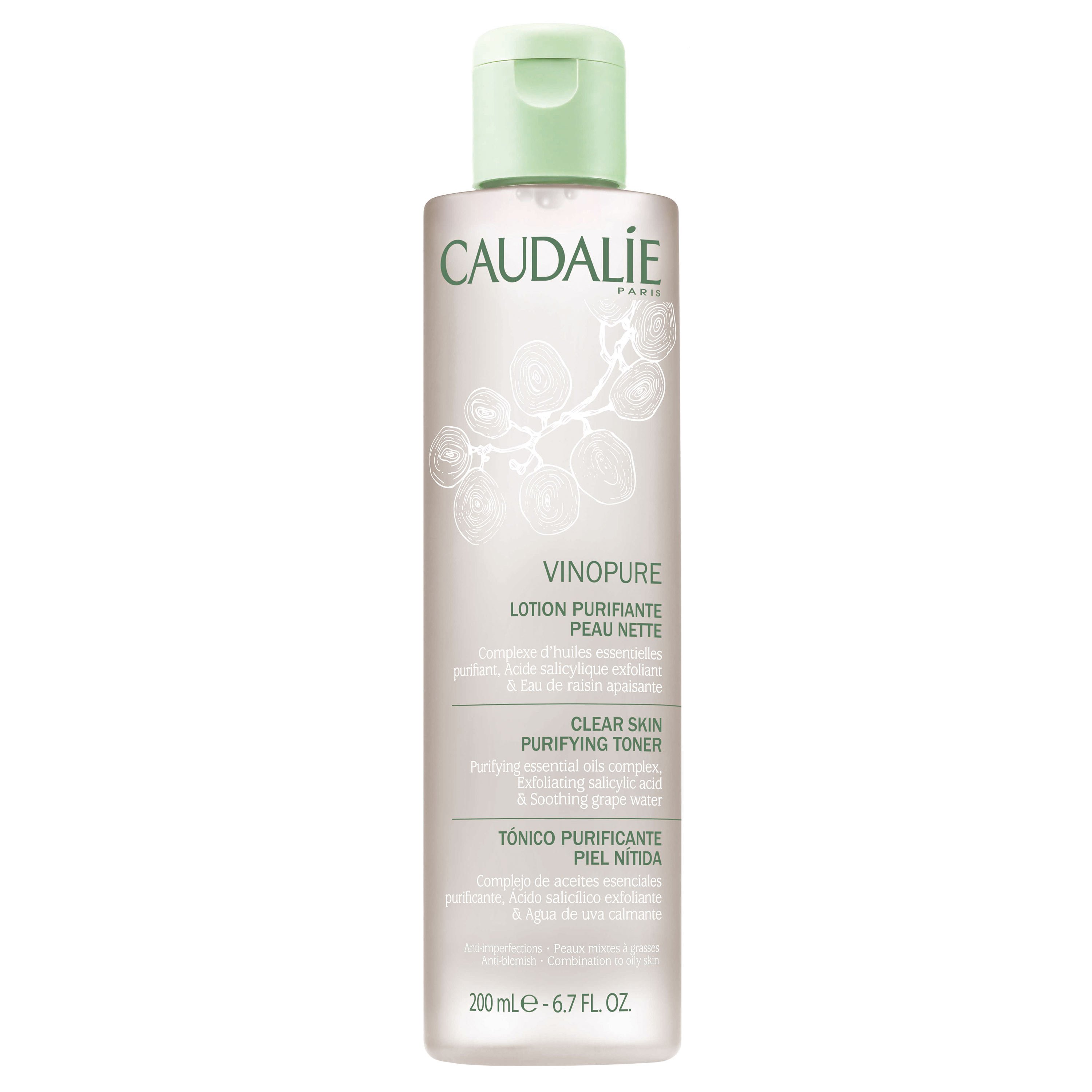 Caudalie Vinopure Clear Skin Purifying Toner Λοσιόν Καθαρισμού Κατά των Ατελειών, Κατάλληλη για Μικτές,Λιπαρές Επιδερμίδες 200ml