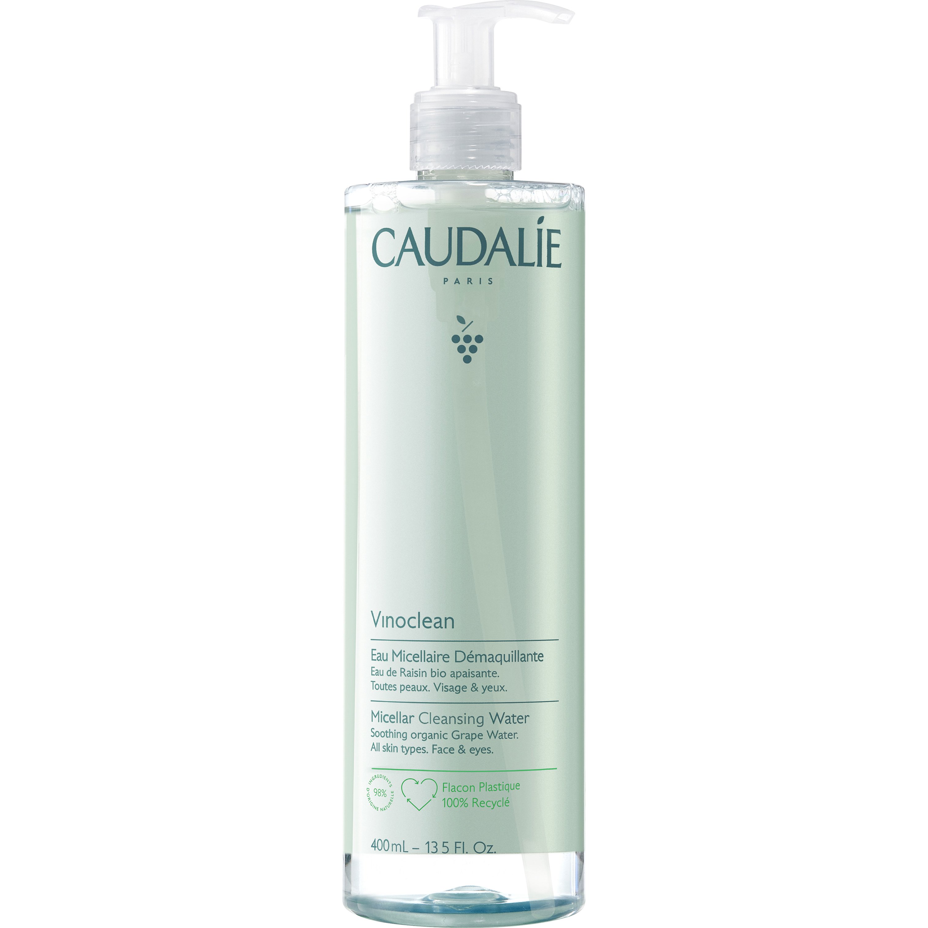 Caudalie Vinoclean Micellar Cleansing Water Νερό που Αφαιρεί το Μακιγιάζ, Καθαρίζει και Καταπραΰνει 400ml