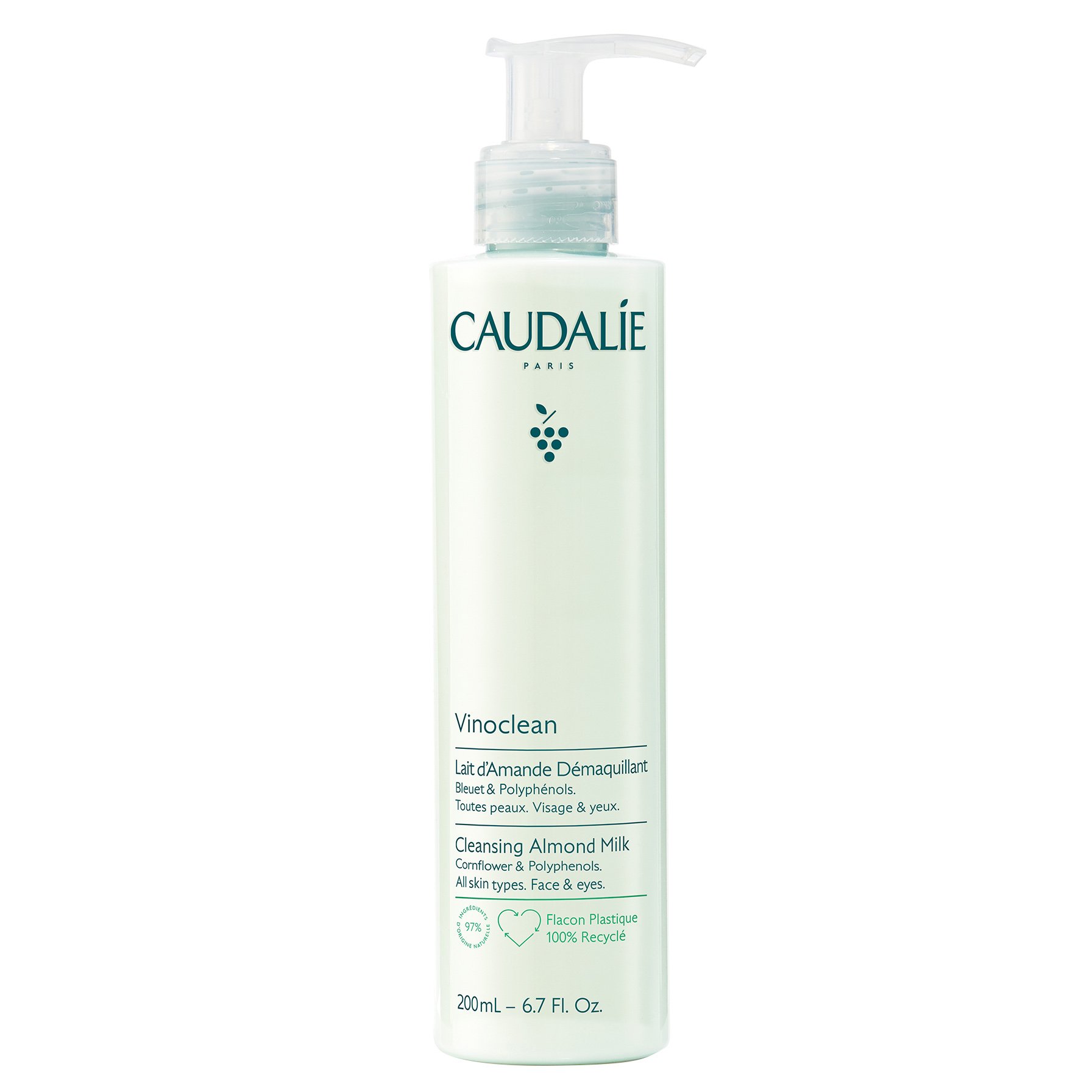 Caudalie Vinoclean Cleansing Almond Milk Γαλάκτωμα Καθαρισμού & Ντεμακιγιάζ Προσώπου & Ματιών 200ml