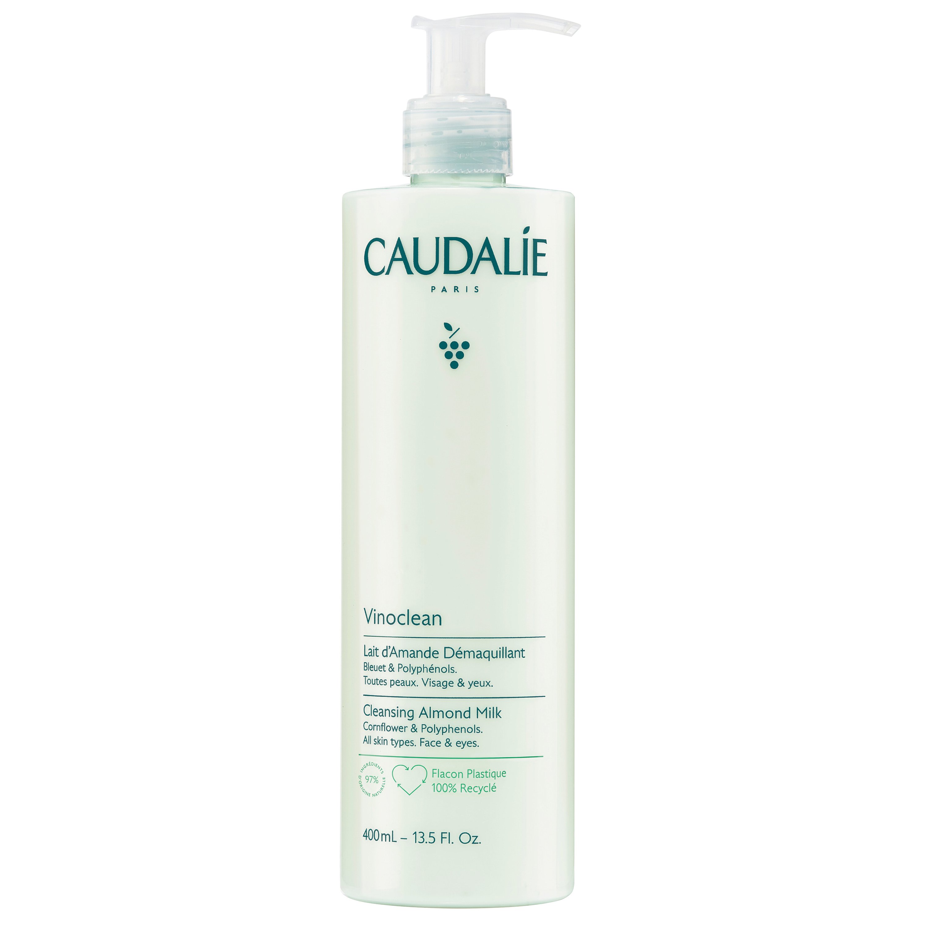 Caudalie Vinoclean Cleansing Almond Milk Γαλάκτωμα Καθαρισμού & Ντεμακιγιάζ Προσώπου & Ματιών 400ml