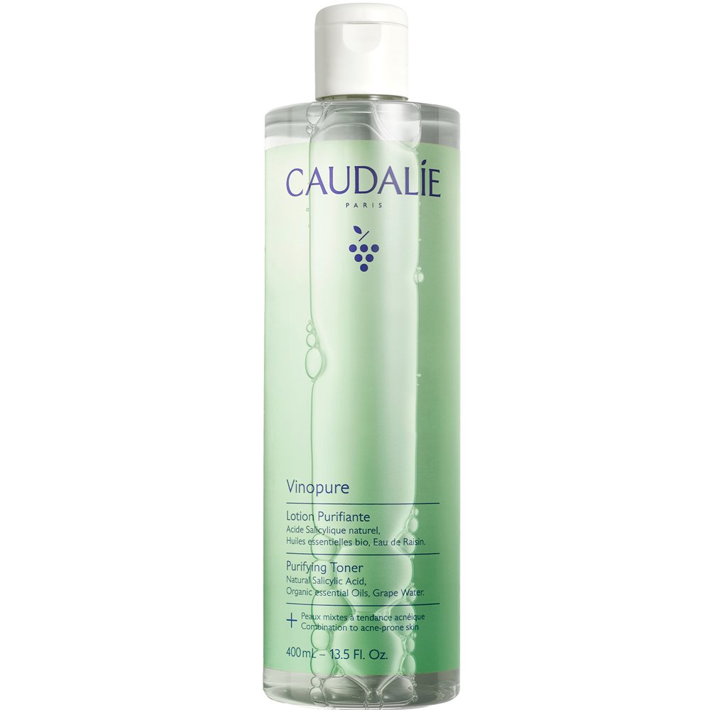 Caudalie Caudalie Vinopure Purifying Toner Λοσιόν Καθαρισμού Προσώπου με Βιολογικό Νερό Σταφυλιών, Φυσικό Σαλικυλικό Οξύ & 6 Καθαριστικά Αιθέρια Έλαια για Σύσφιξη των Πόρων & Ματ Όψη για Λιπαρές Επιδερμίδες με Τάση Ακμής 400ml