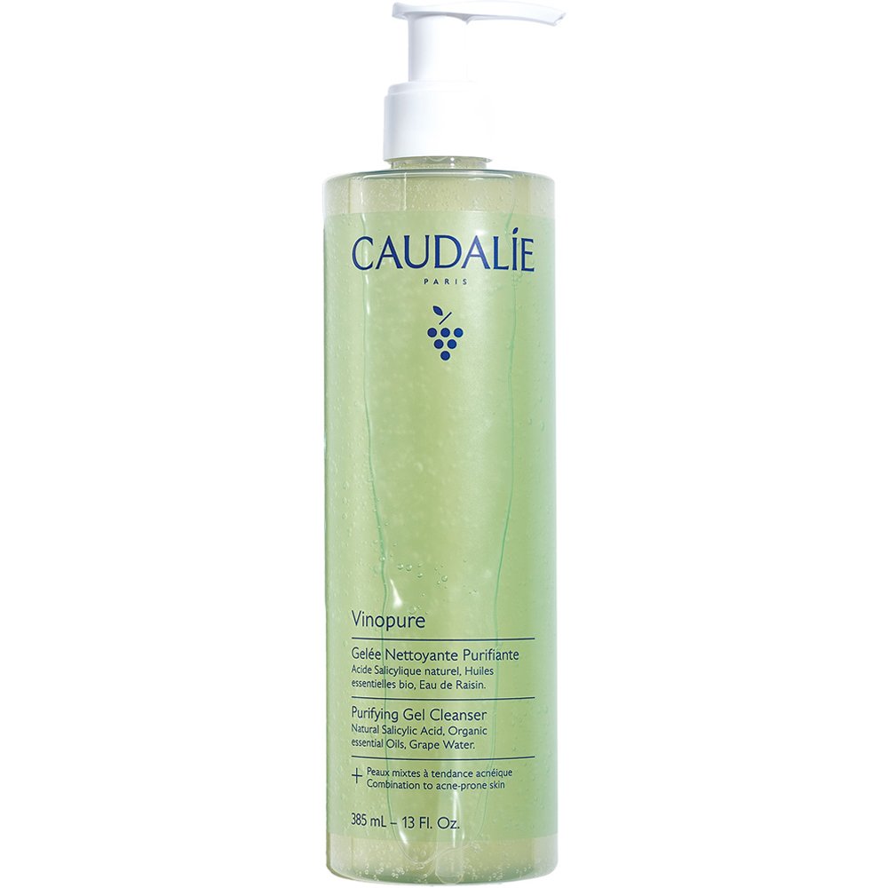 Caudalie Caudalie Vinopure Purifying Cleanser Gel Καθαρισμού Προσώπου με Φυσικό Σαλικυλικό Οξύ & 6 Καθαριστικά Αιθέρια Έλαια για Λιπαρές Επιδερμίδες με Τάση Ακμής με Αντλία 385ml