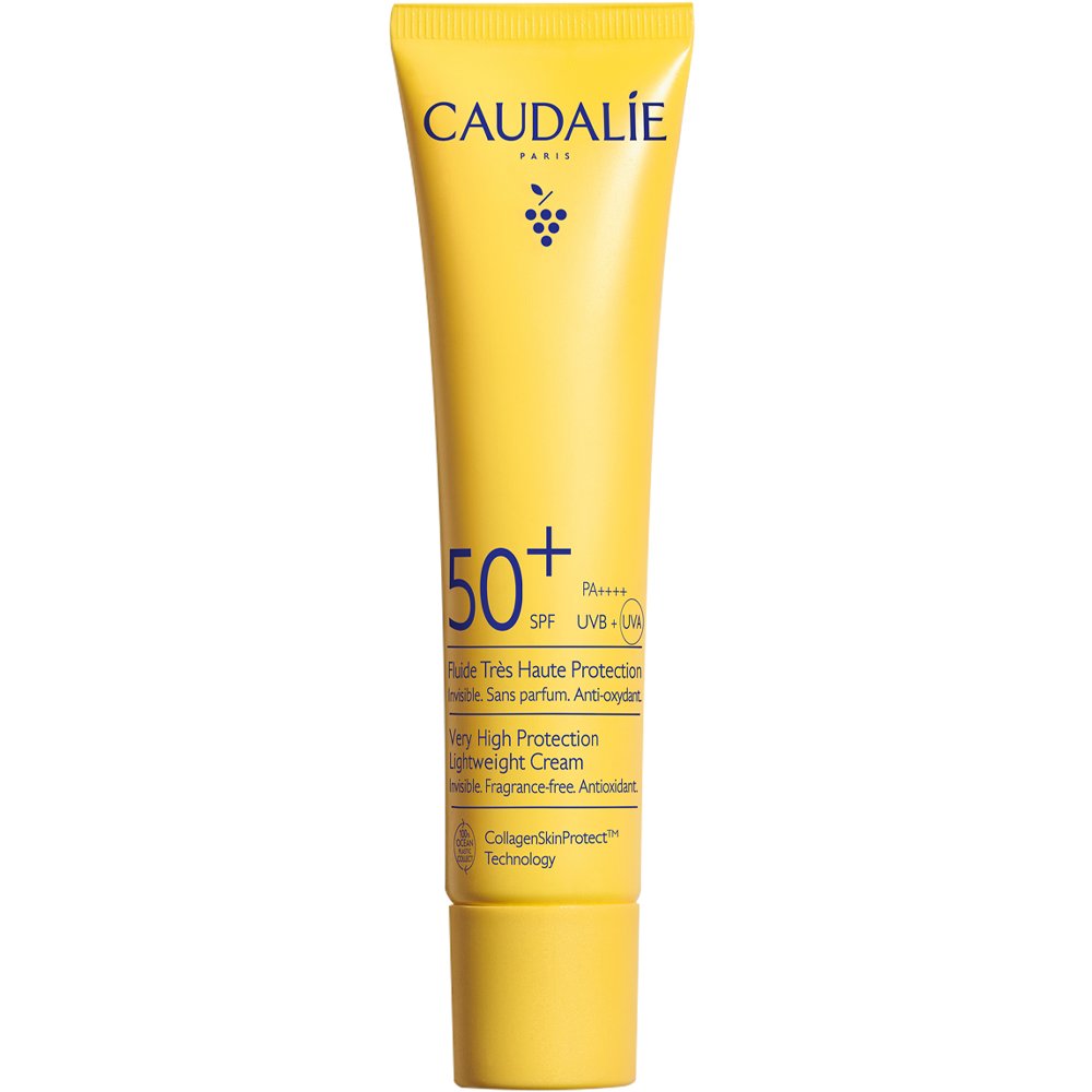 Caudalie Vinosun Spf50+ Lightweight Cream Αντηλιακό Προσώπου Πολύ Υψηλής Προστασίας με Διάφανο Αποτέλεσμα Χωρίς Άρωμα Κατάλληλο & για Ευαίσθητες Επιδερμίδες 40ml