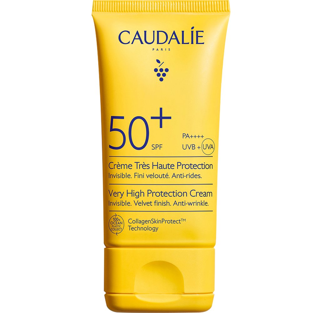 Caudalie Vinosun Spf50+ Invisible Anti-Rides Cream Αντηλιακό Προσώπου Πολύ Υψηλής Προστασίας με Διάφανο Αποτέλεσμα, Βελούδινη Υφή & Αντιρυτιδική Δράση Κατάλληλο & για Ευαίσθητες Επιδερμίδες 50ml