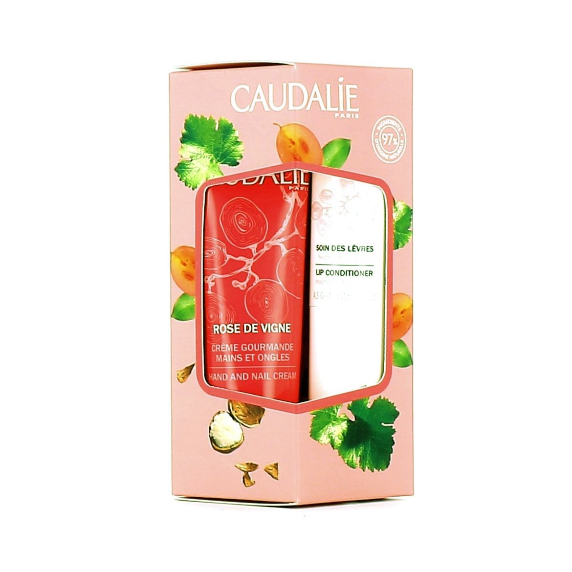 Caudalie Promo Rose De Vigne Hand and Nail Cream Ενυδατική Αρωματική Κρέμα 30ml & Lip Conditioner για τα Ξηρά Χείλια 4,5gr