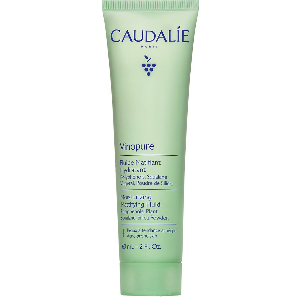 Caudalie Vinopure Moisturizing Mattifying Fluid Λεπτόρρευστη Κρέμα Προσώπου με Σκόνη Πυριτίου, Φυτικό Σκουαλένιο & Πολυφαινόλες Σταφυλιού για Ματ Όψη Κατά των Ατελειών & της Υπερβολικής Παραγωγής Σμήγματος για Λιπαρές Επιδερμίδες με Τάση Ακμής 60ml