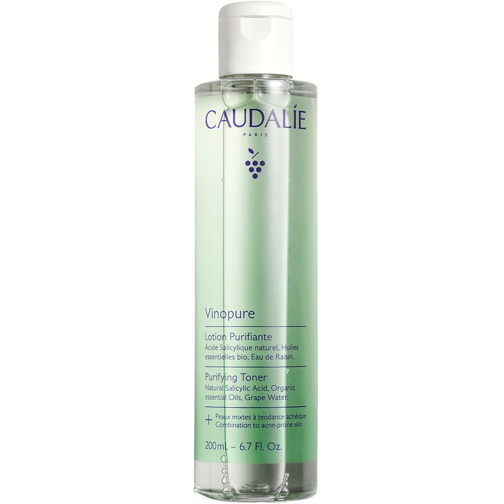 Caudalie Caudalie Vinopure Purifying Toner Λοσιόν Καθαρισμού Προσώπου με Βιολογικό Νερό Σταφυλιών, Φυσικό Σαλικυλικό Οξύ & 6 Καθαριστικά Αιθέρια Έλαια για Σύσφιξη των Πόρων & Ματ Όψη για Λιπαρές Επιδερμίδες με Τάση Ακμής 200ml