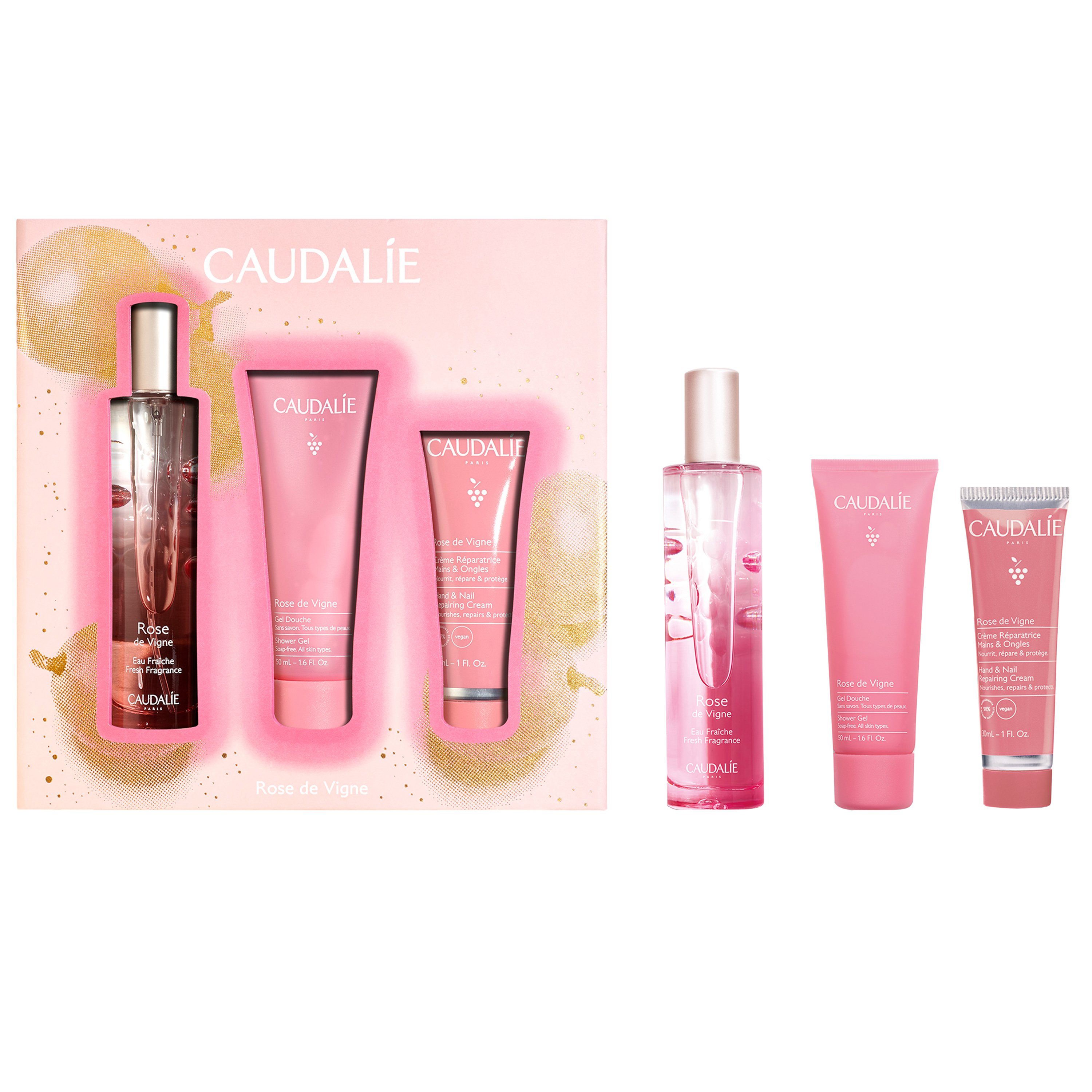 Caudalie Caudalie Promo Rose de Vigne Fresh Fragrance 50ml & Δώρο Shower Gel 50ml & Δώρο Hand & Nail Repairing Cream 30ml