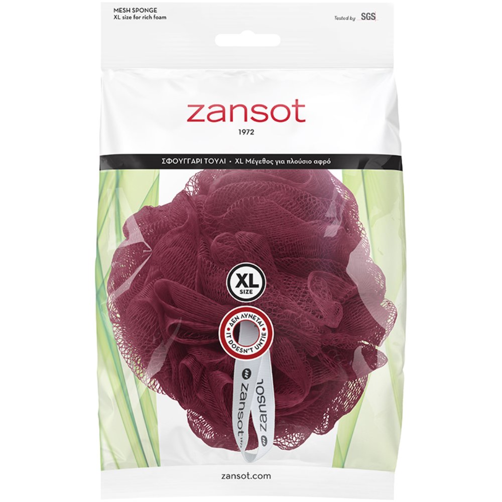 Zansot Mesh Sponge Extra Large Σφουγγάρι Τούλι για Αίσθηση Απαλότητας & Αναζωογόνησης 1 Τεμάχιο - Μπορντό