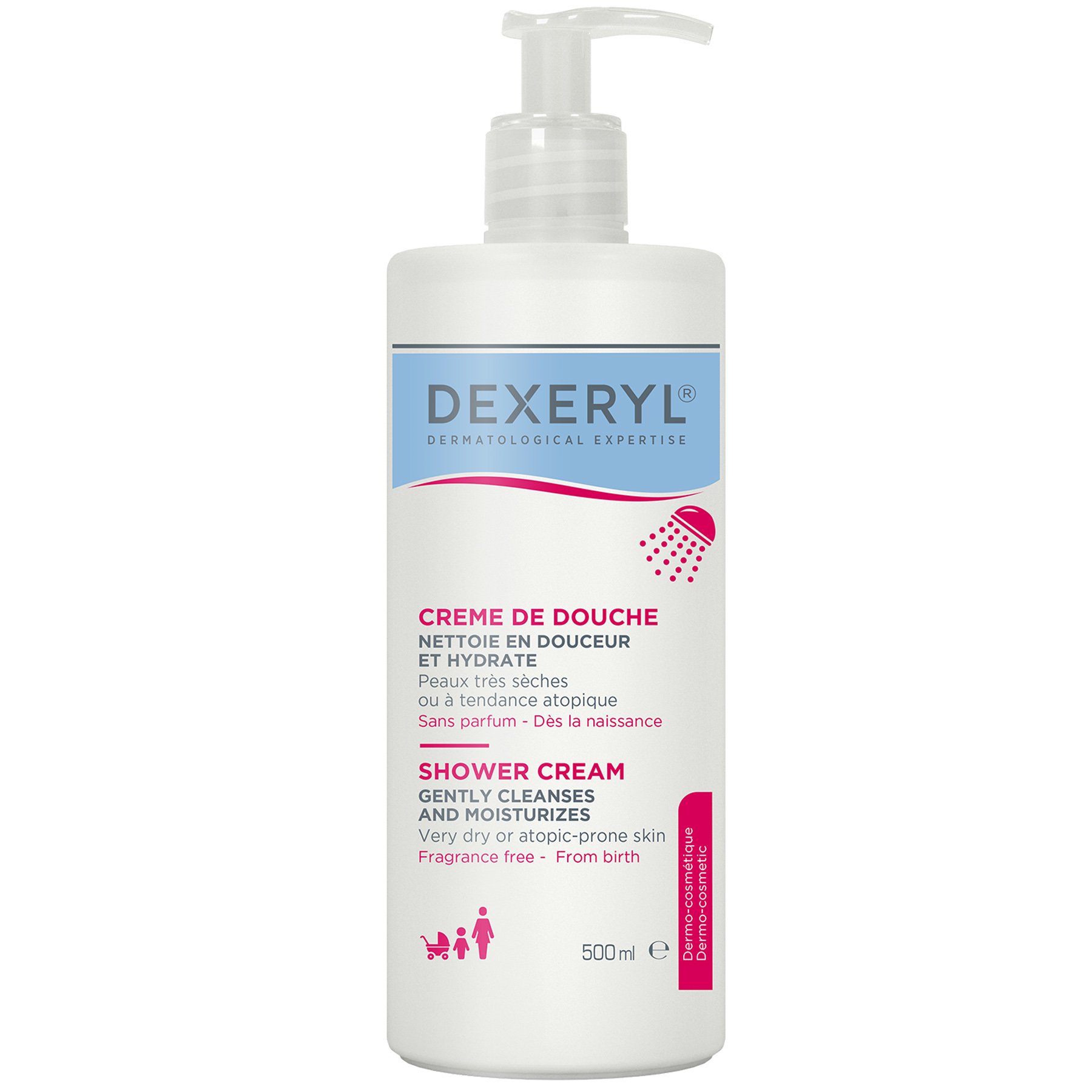Dexeryl Dexeryl Cleansing & Moisturizing Shower Cream Μαλακτική Κρέμα Καθαρισμού Σώματος για Πολύ Ξηρό Δέρμα 500ml
