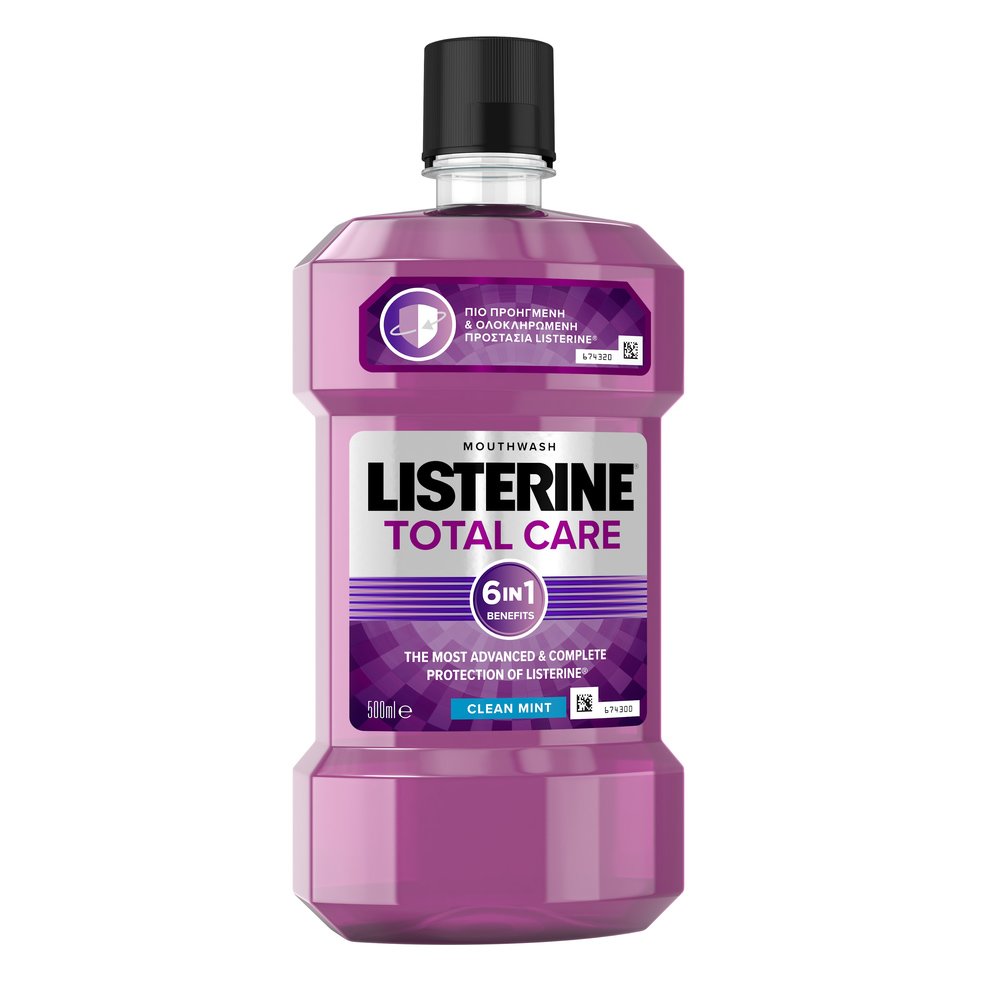 Listerine Total Care Clean Mint Στοματικό Διάλυμα με Έξι Οφέλη για πιο Προηγμένη & Ολοκληρωμένη Προστασία 500ml