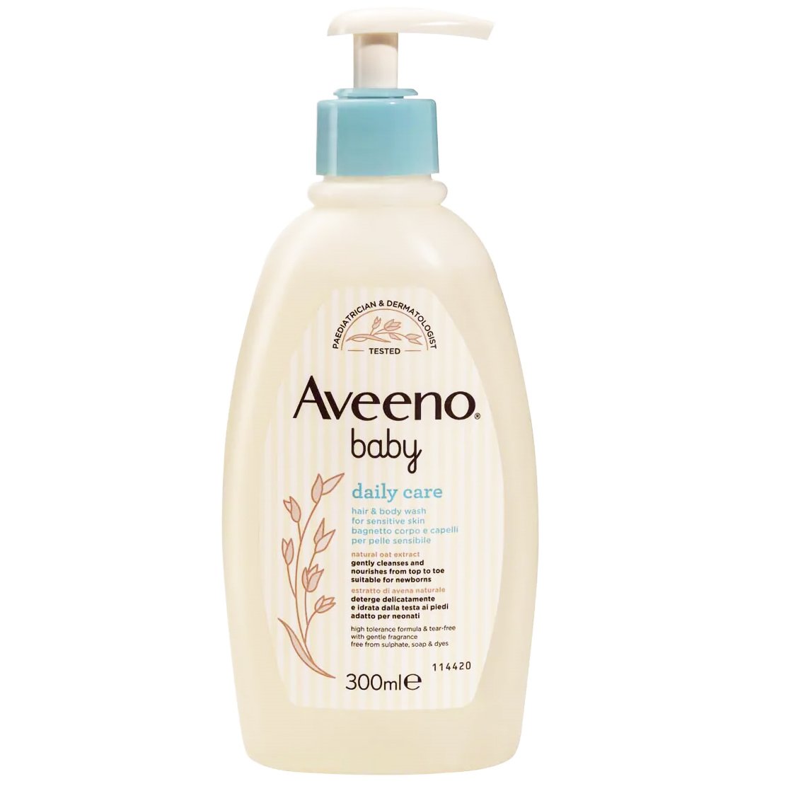 Aveeno Baby Daily Care Hair & Body Wash for Sensitive Skin Υγρό Καθαρισμού Σώματος & Μαλλιών για Ευαίσθητες Βρεφικές Επιδερμίδες 300ml