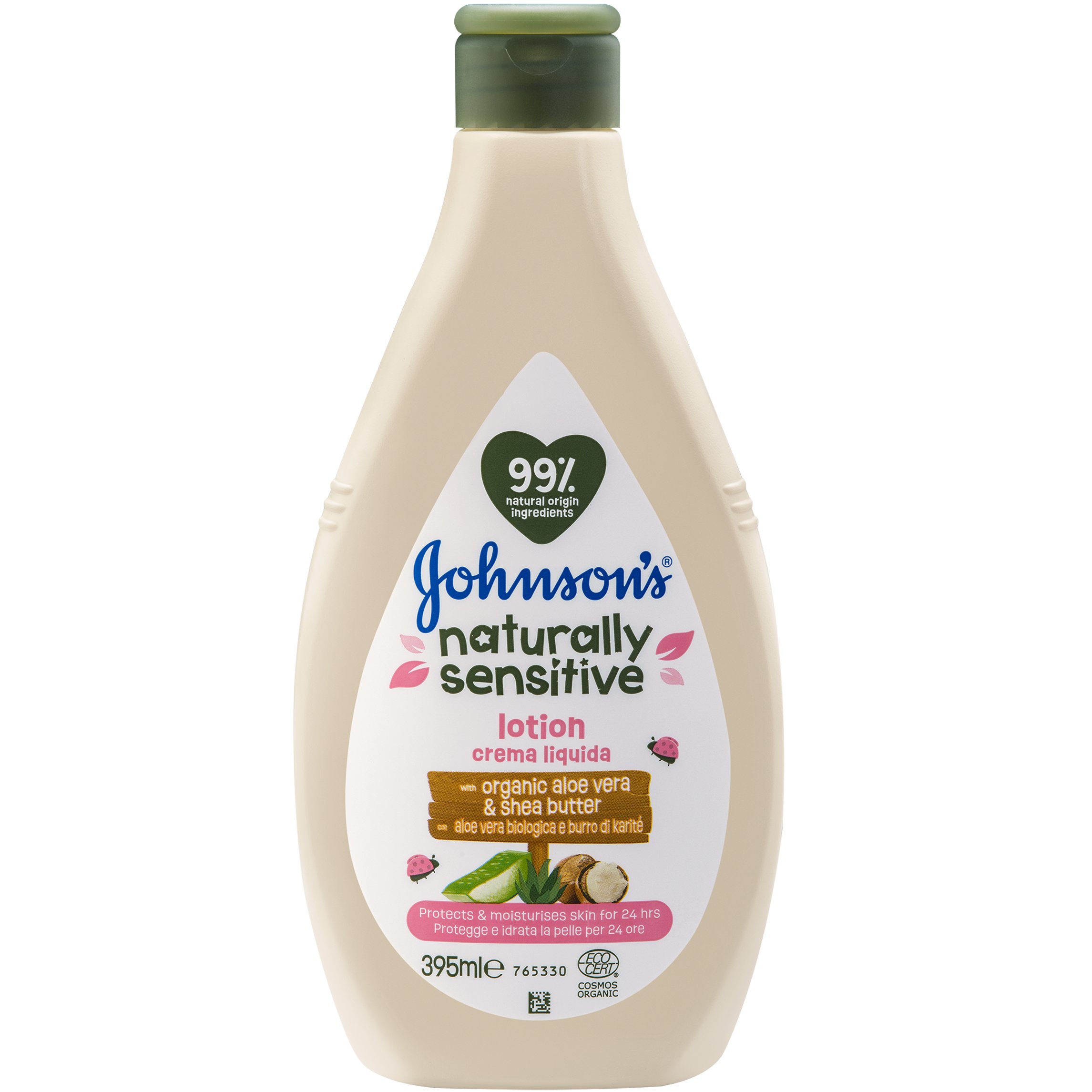 Johnson’s Naturally Sensitive Lotion Βρεφική Ενυδατική Λοσιόν Σώματος με Οργανική Αλόη & Βούτυρο Καριτέ για Εντατικά Ενυδατωμένη Επιδερμίδα 395ml