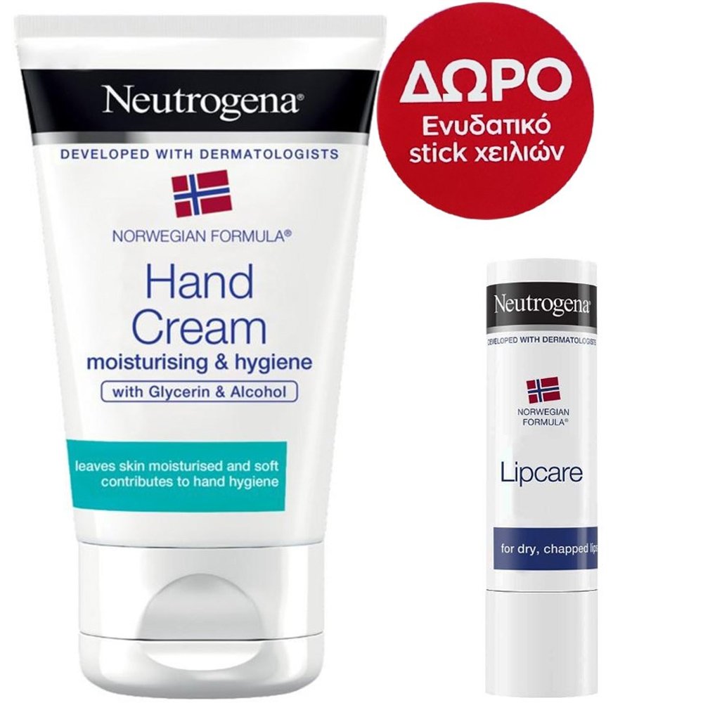 Neutrogena Πακέτο Προσφοράς Hand Cream Moisturising & Hygiene 50ml & Δώρο Neutrogena Lip Care Stick 4.8gr