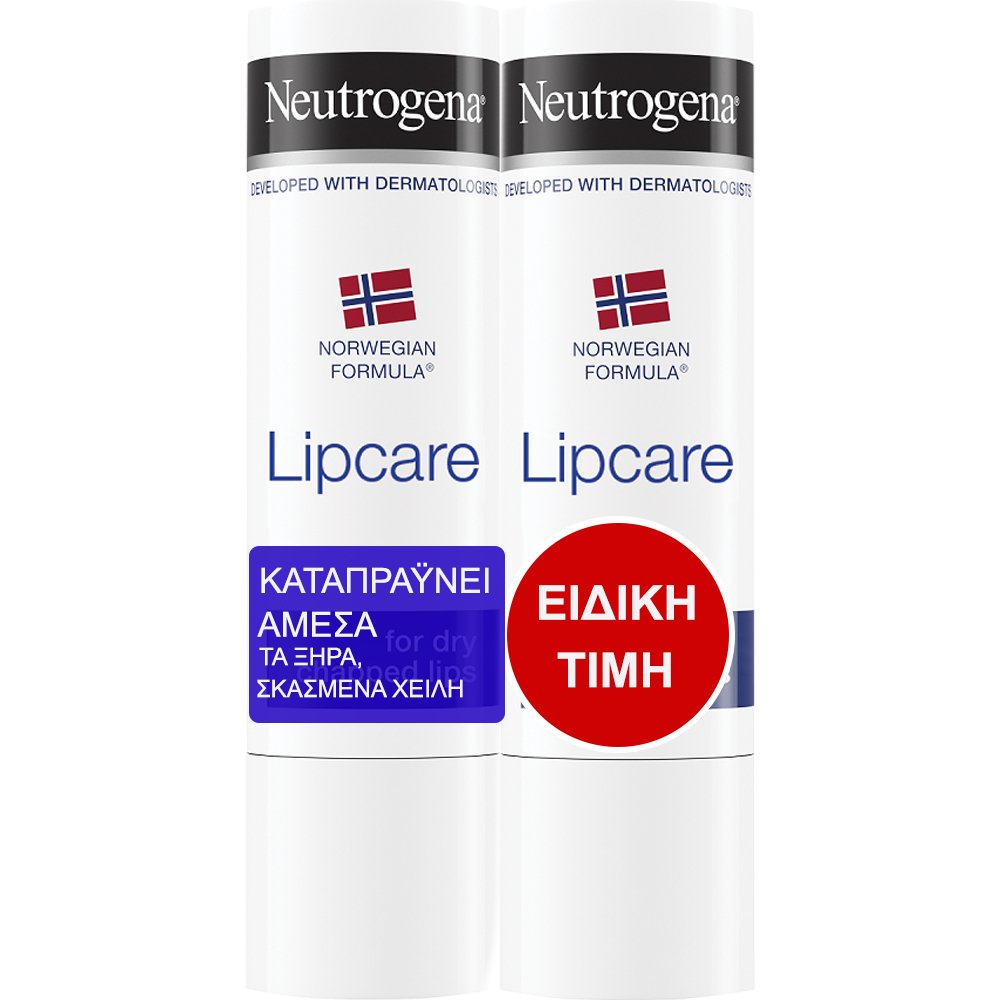 Neutrogena Neutrogena Promo Norwegian Formula Lipcare Stick Ενυδατικό Stick Θρέψης για Σκασμένα Χείλια 9,6g (2x4,8g)