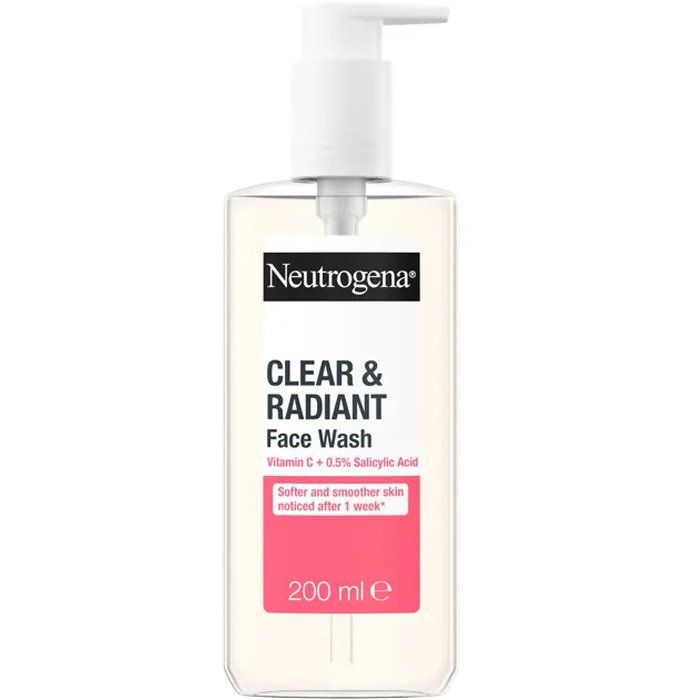 Neutrogena Clear & Radiant Vitamin C & 0.5% Salicylic Acid Face Wash Gel Καθημερινό Καθαριστικό Προσώπου με Βιταμίνη C & 0,5% Σαλικυλικό Οξύ για Καθαρή & Λαμπερή Επιδερμίδα 200ml