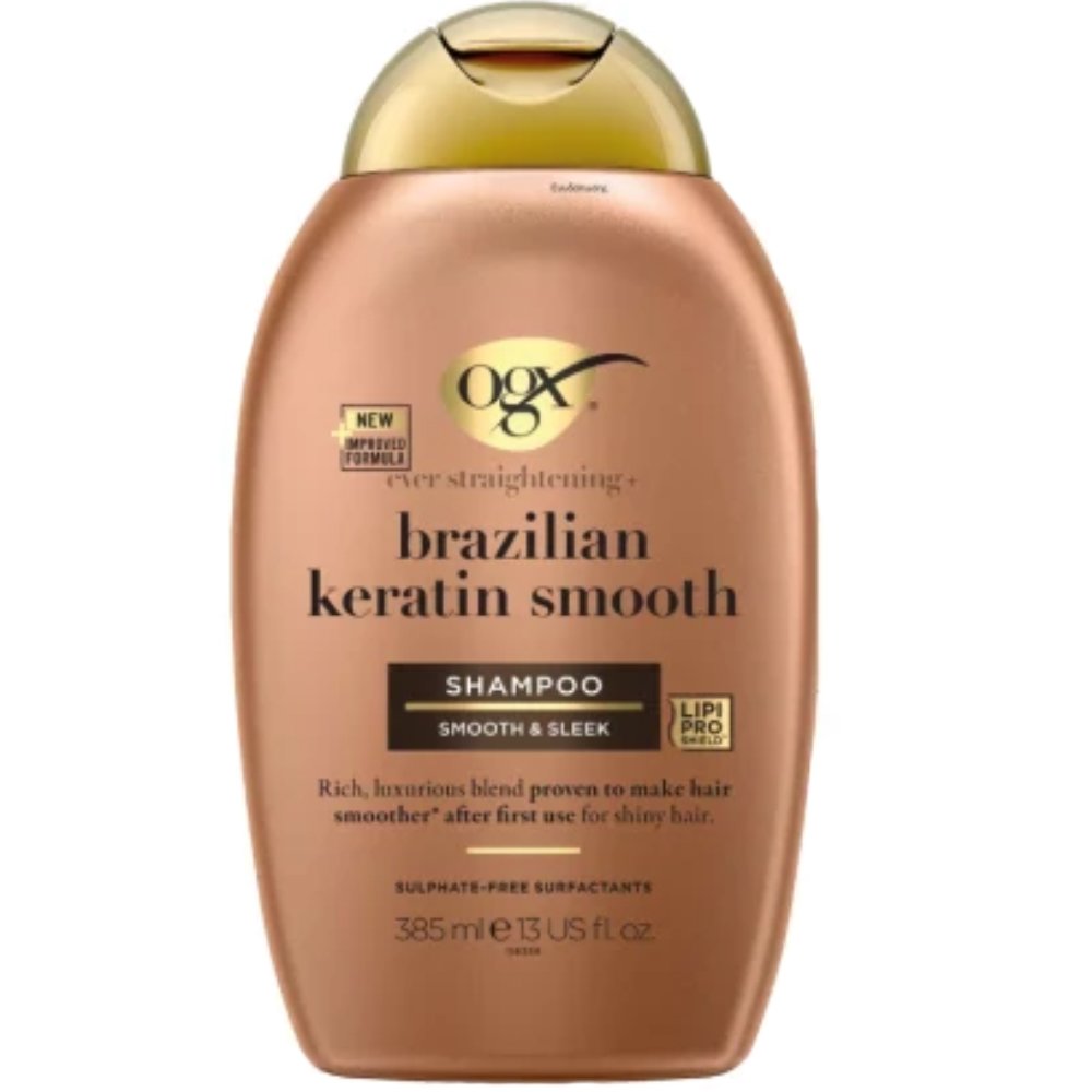 OGX OGX Brazilian Keratin Smooth Ever Straightening Shampoo Δυναμωτικό Σαμπουάν Λείανσης & Λάμψης στα Ταλαιπωρημένα Μαλλιά 385ml
