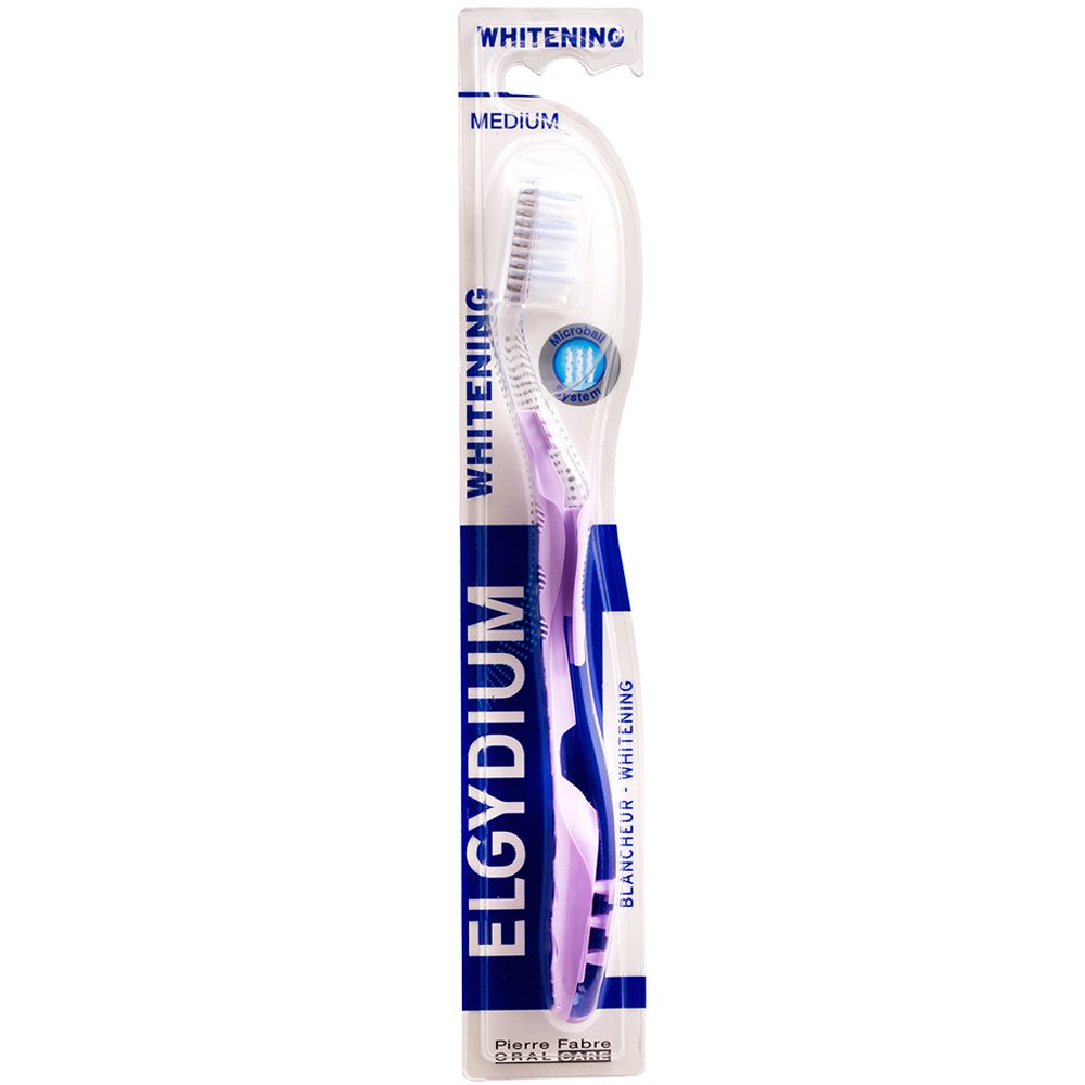 Pierre Fabre Oral Care Elgydium Whitening Medium Toothbrush Μέτρια Οδοντόβουρτσα για πιο Λευκά Δόντια 1 Τεμάχιο - Μωβ