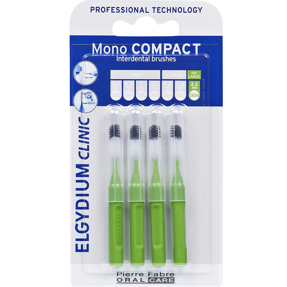 Elgydium Clinic Mono Compact Very Large 2.2mm ISO 6 Interdental Brushes Μεσοδόντια Βουρτσάκια Ειδικά Σχεδιασμένα για Αποτελεσματικό Καθαρισμό Κατά της Πλάκας, Εισχωρούν Ανάμεσα στα Δόντια Χωρίς να τα Πληγώνουν 4 Τεμάχια