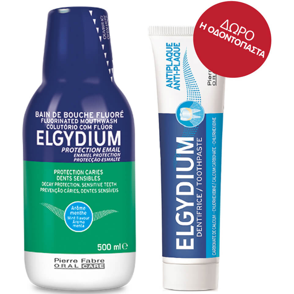 Elgydium Fluor Στοματικό Διάλυμα 500ml + Δώρο Οδοντόκρεμα Elgydium Anti-plaque 38ml
